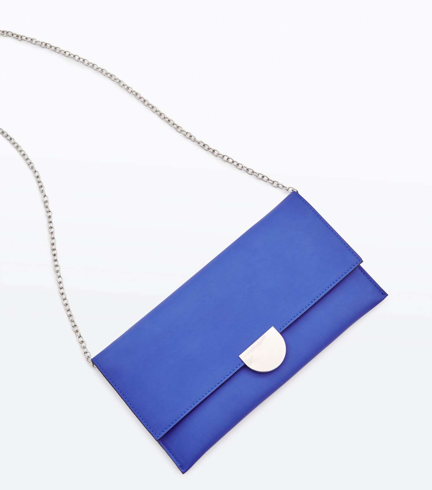 Bright Blue Suedette Panel Clutch Bag Image 3