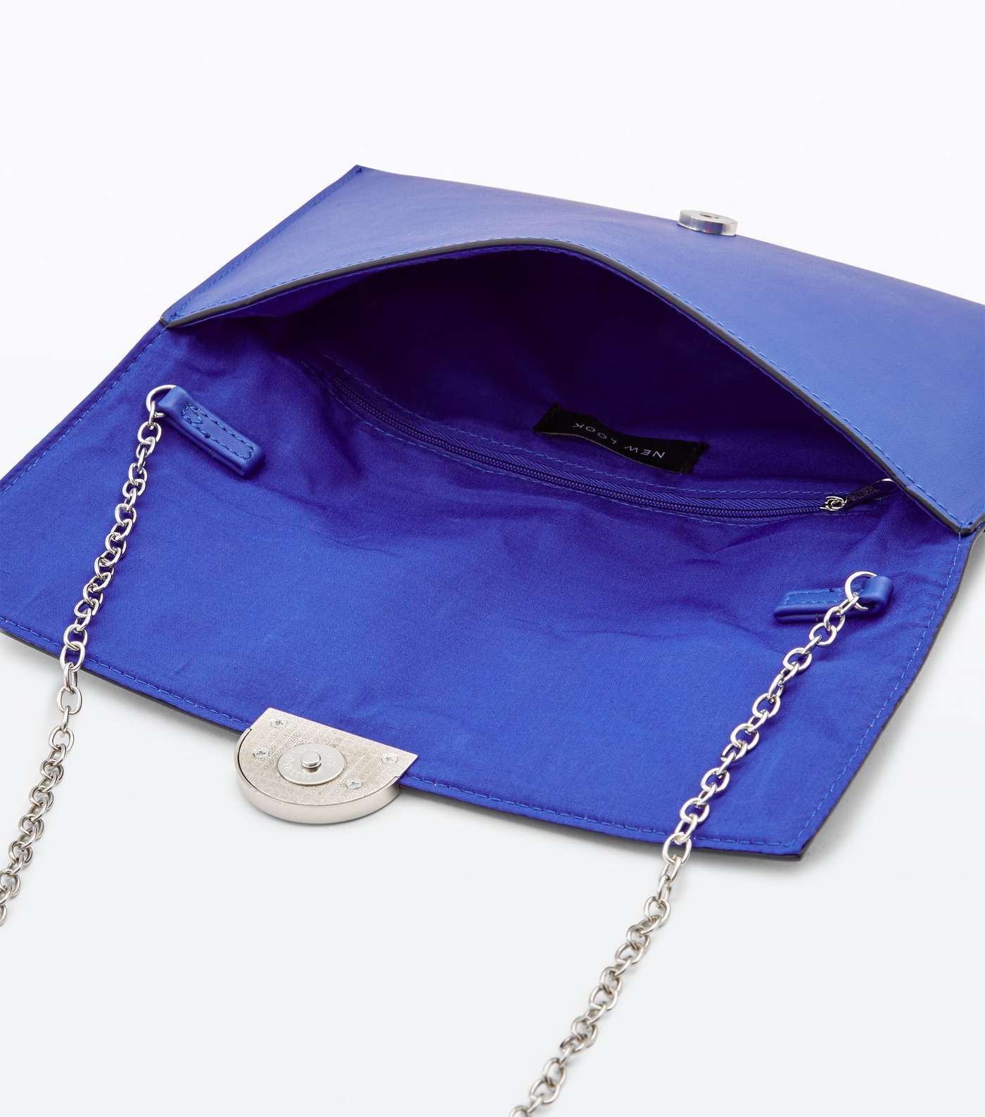 Bright Blue Suedette Panel Clutch Bag Image 5