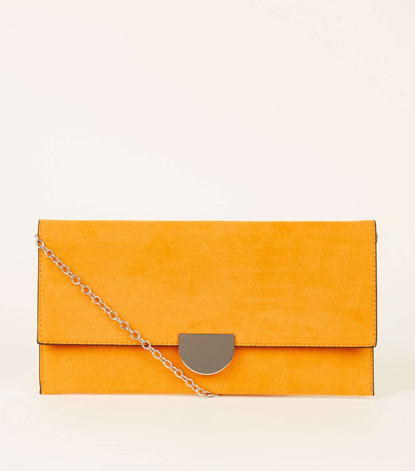 Orange Suedette Panel Clutch Bag