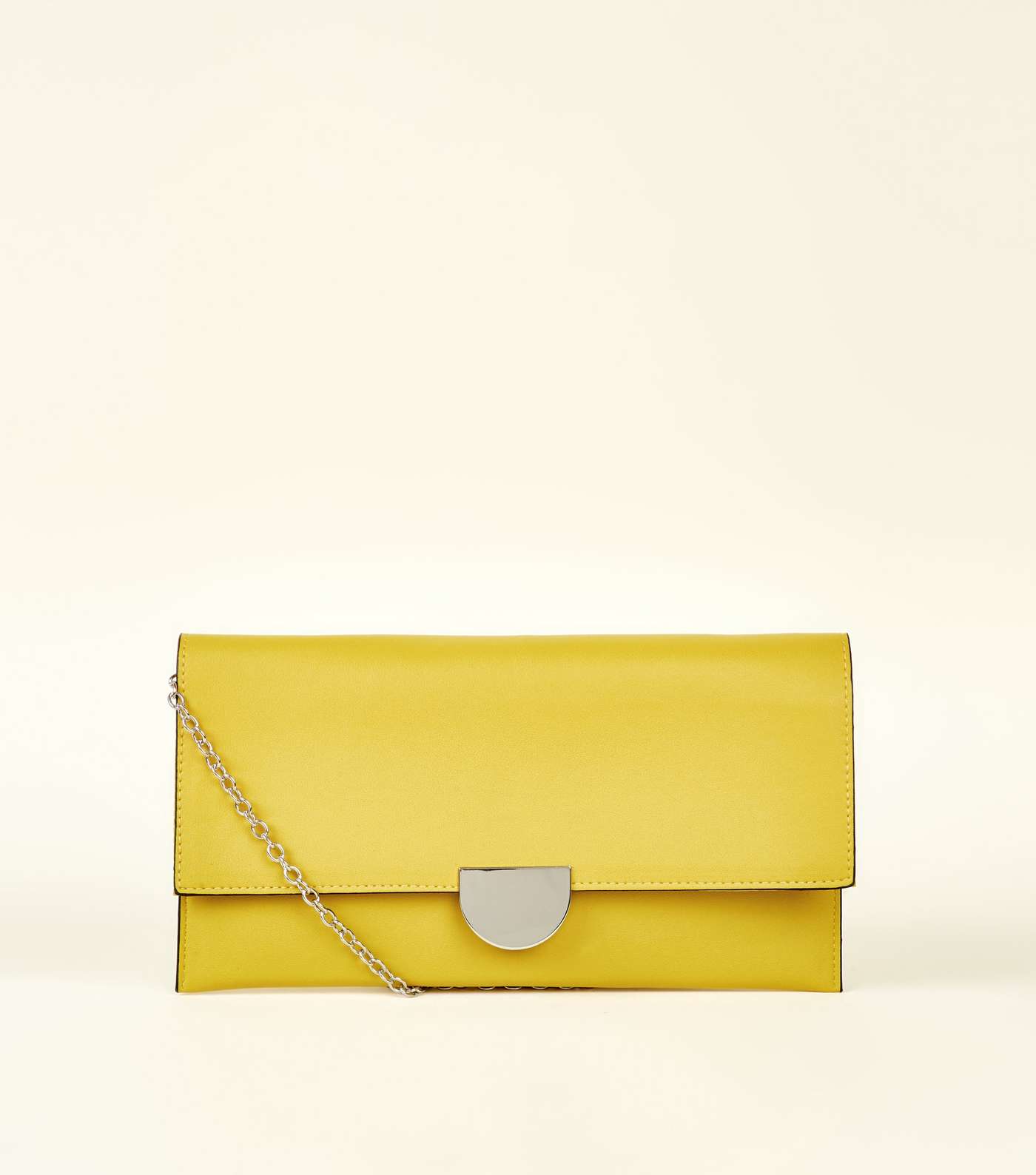 Bright Yellow Leather-Look Clutch Bag 