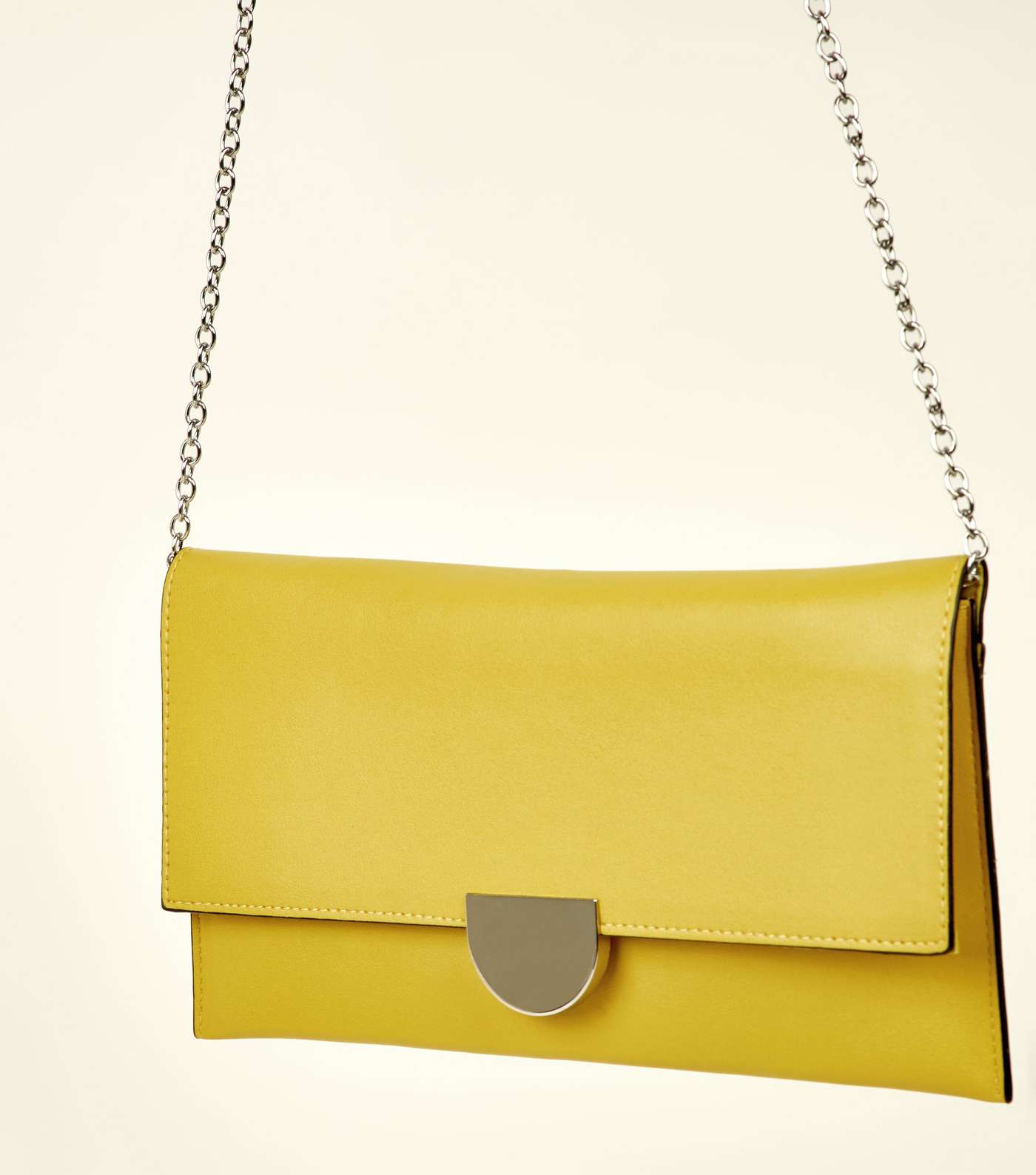 Bright Yellow Leather-Look Clutch Bag  Image 3