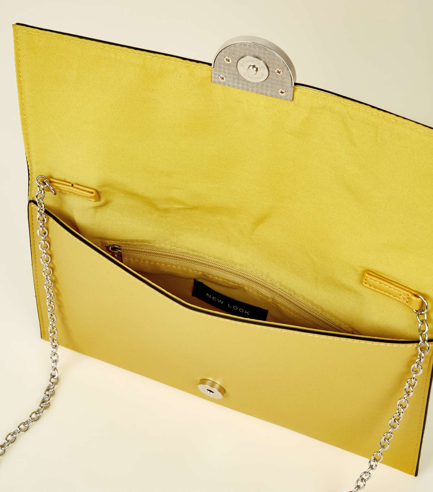 Bright Yellow Leather-Look Clutch Bag  Image 5