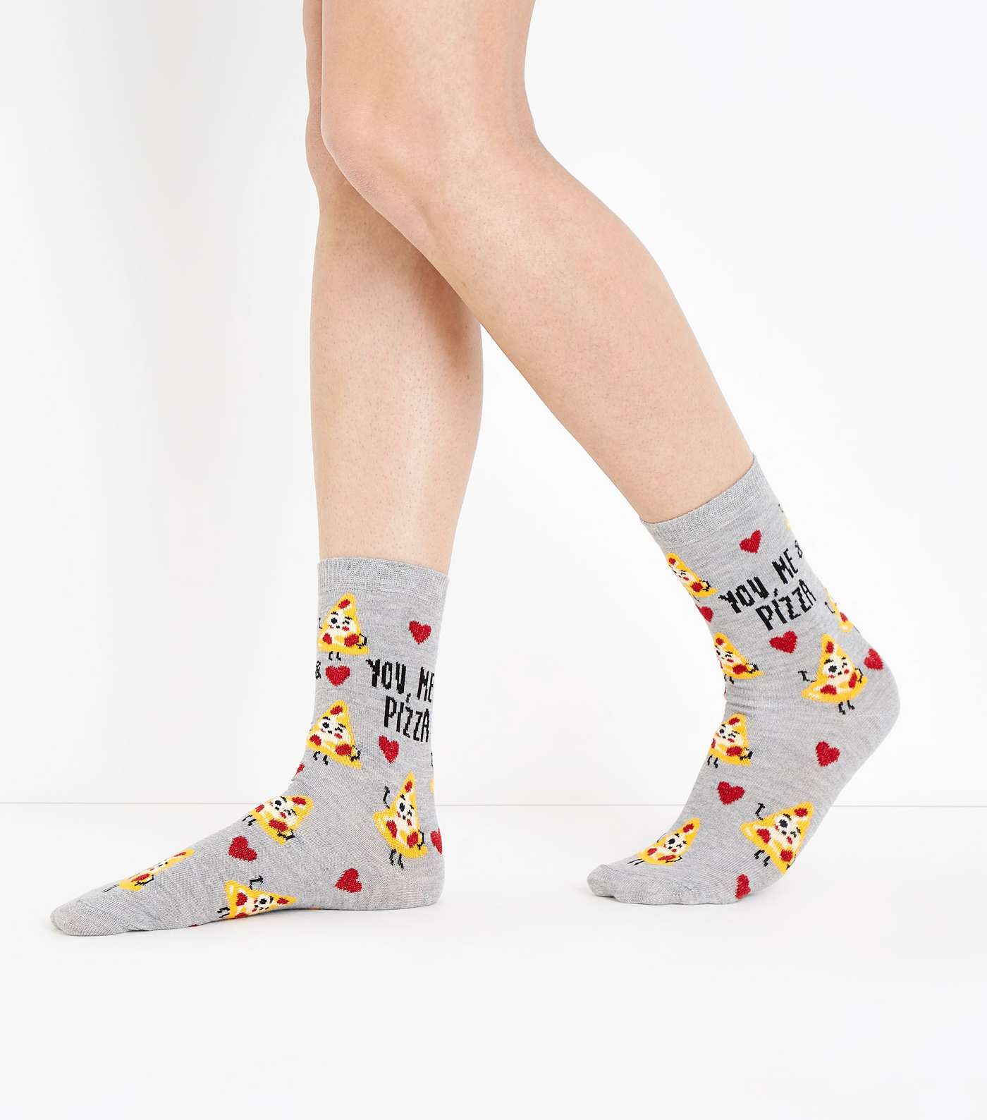 Pale Grey Pizza Socks Image 2