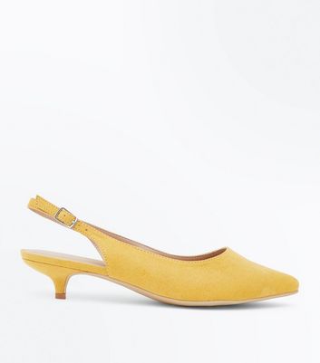 mustard kitten heels