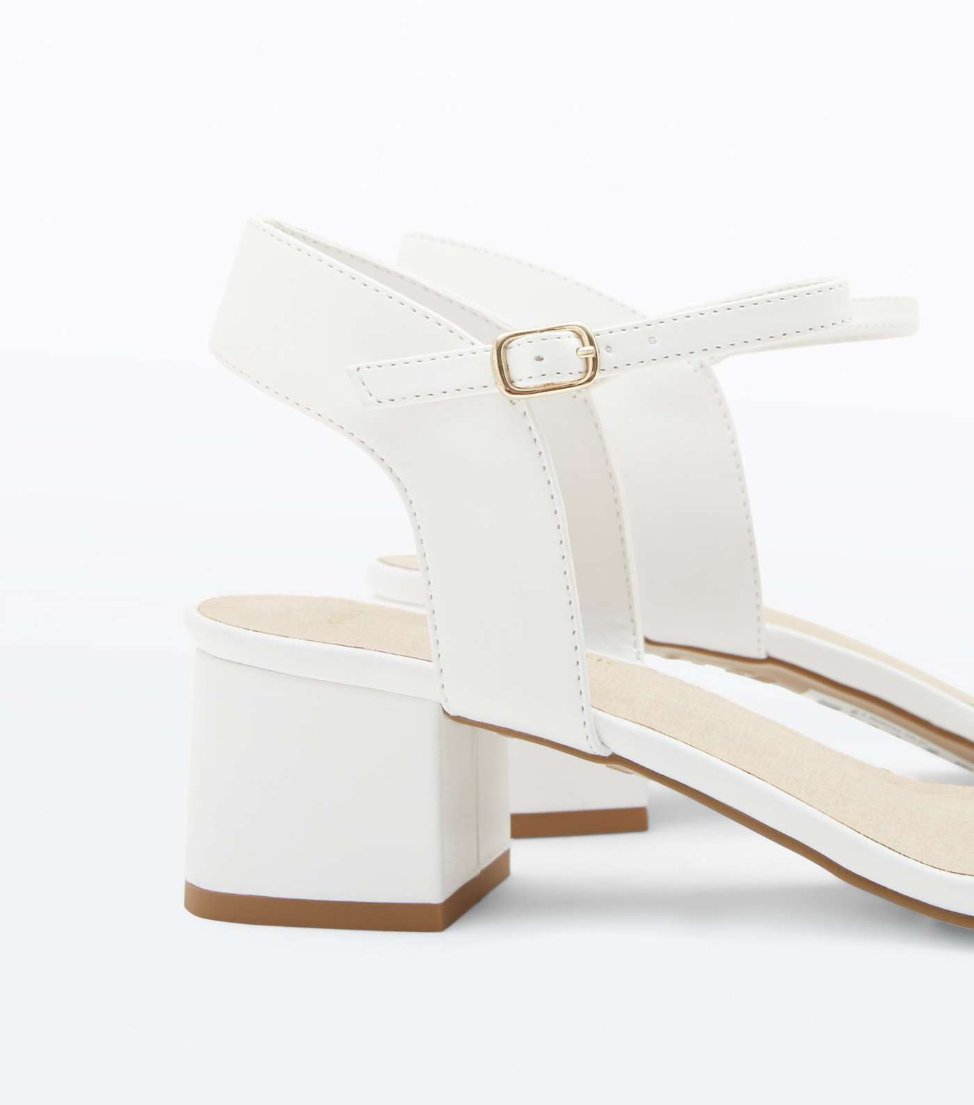 Wide Fit White Comfort Flex Block Heel Sandals Image 4