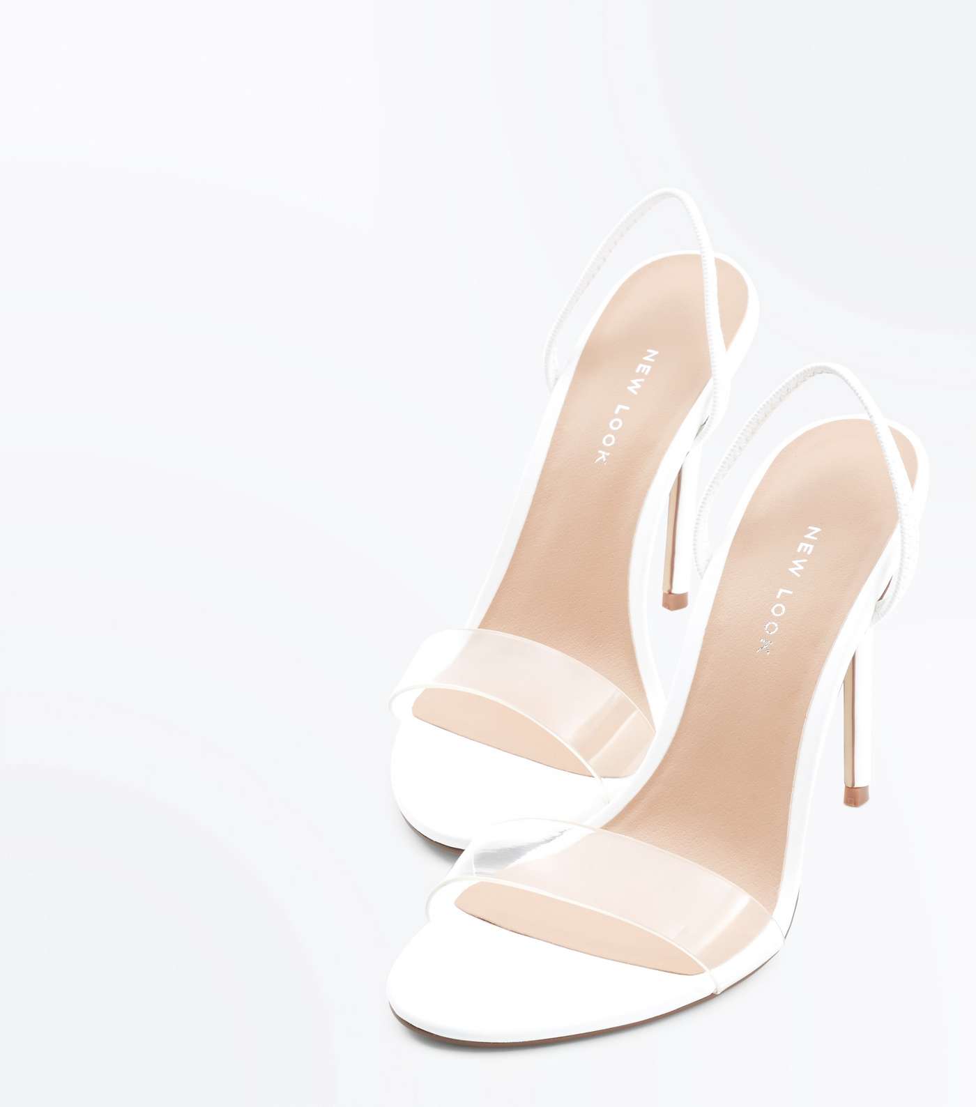 White Clear Strap Slingback Stiletto Heels Image 4