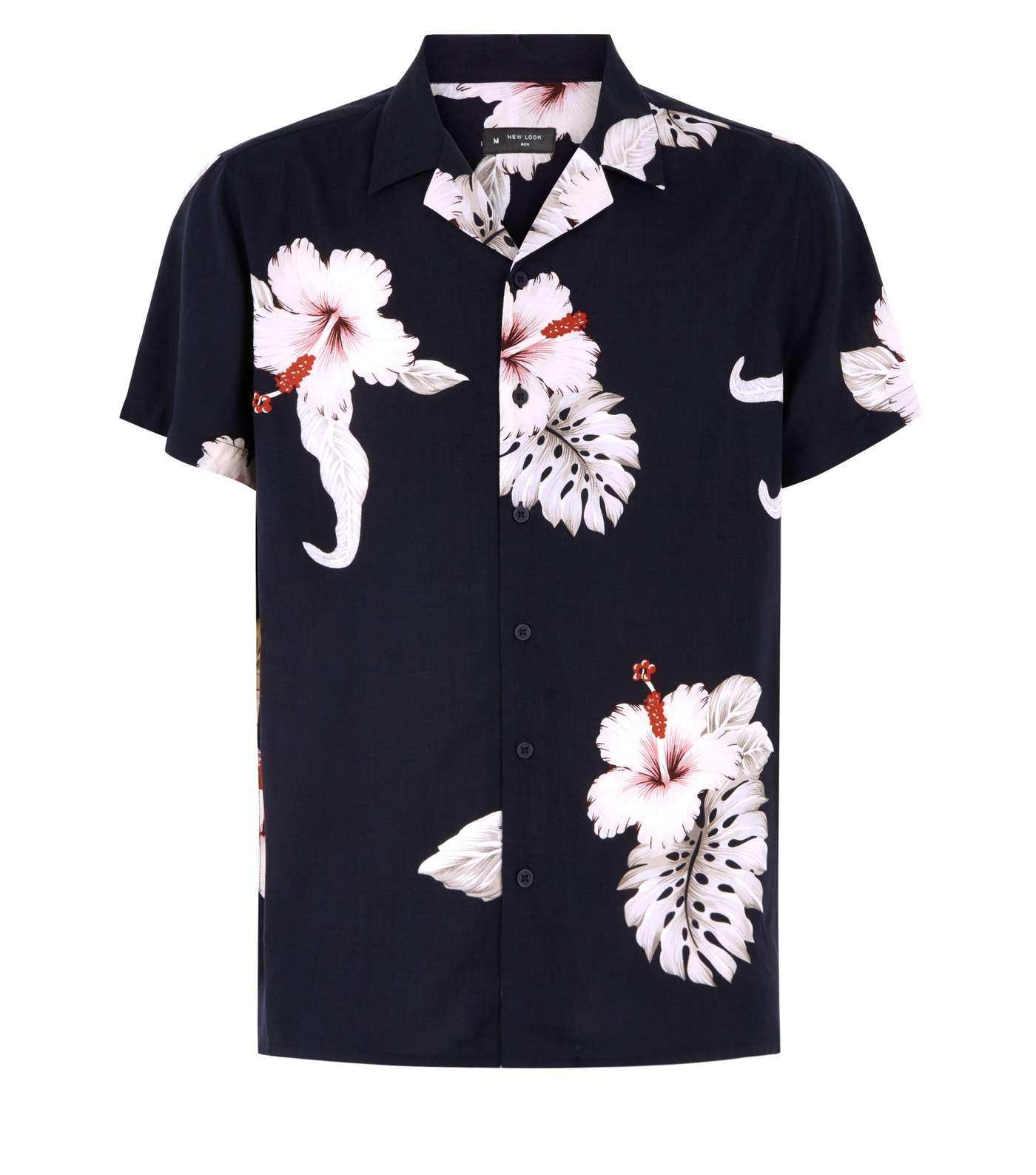 Black Large Floral Print Short Sleeve Shirt Image 4