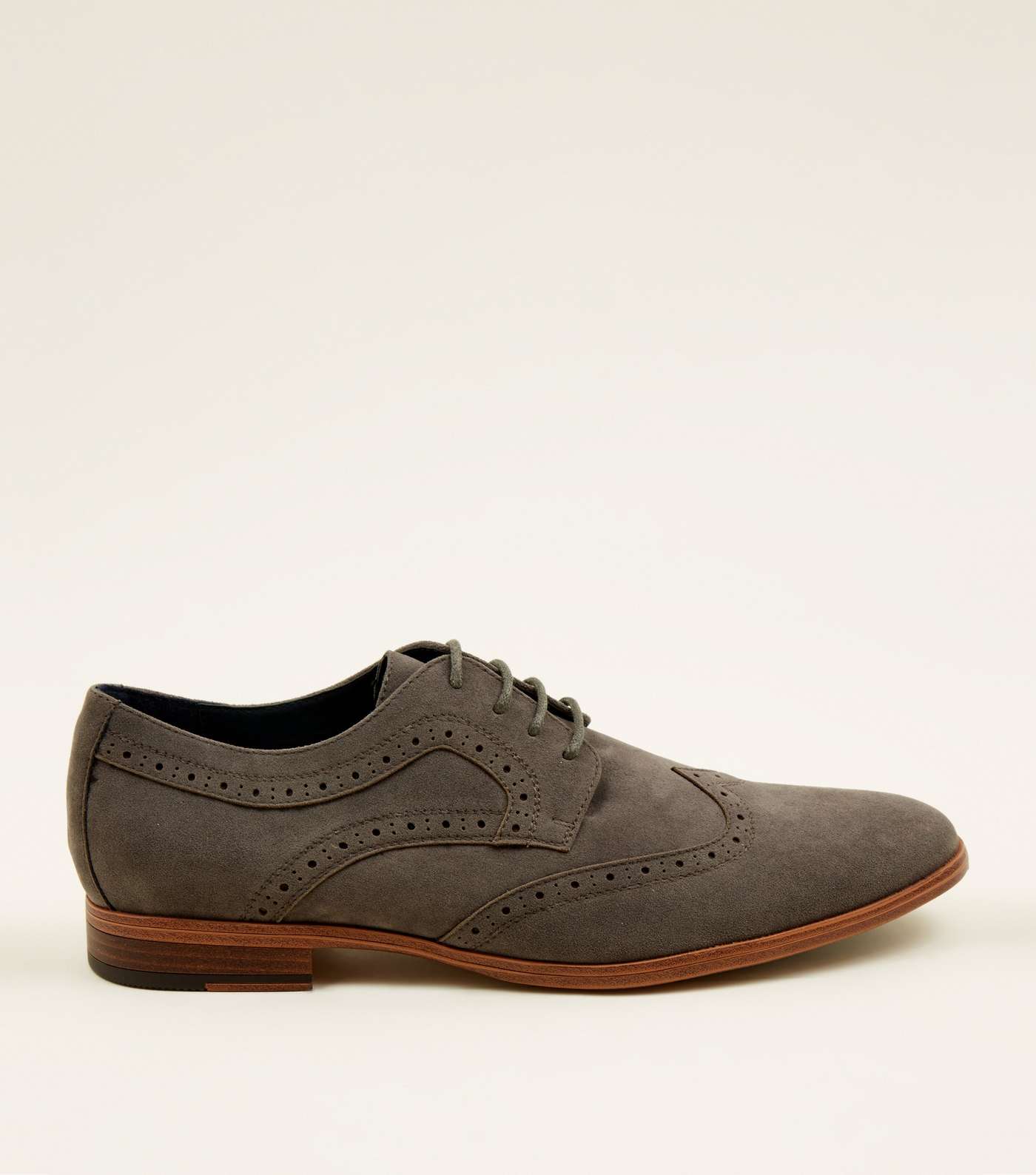 Grey Faux Suede Lace Up Brogues