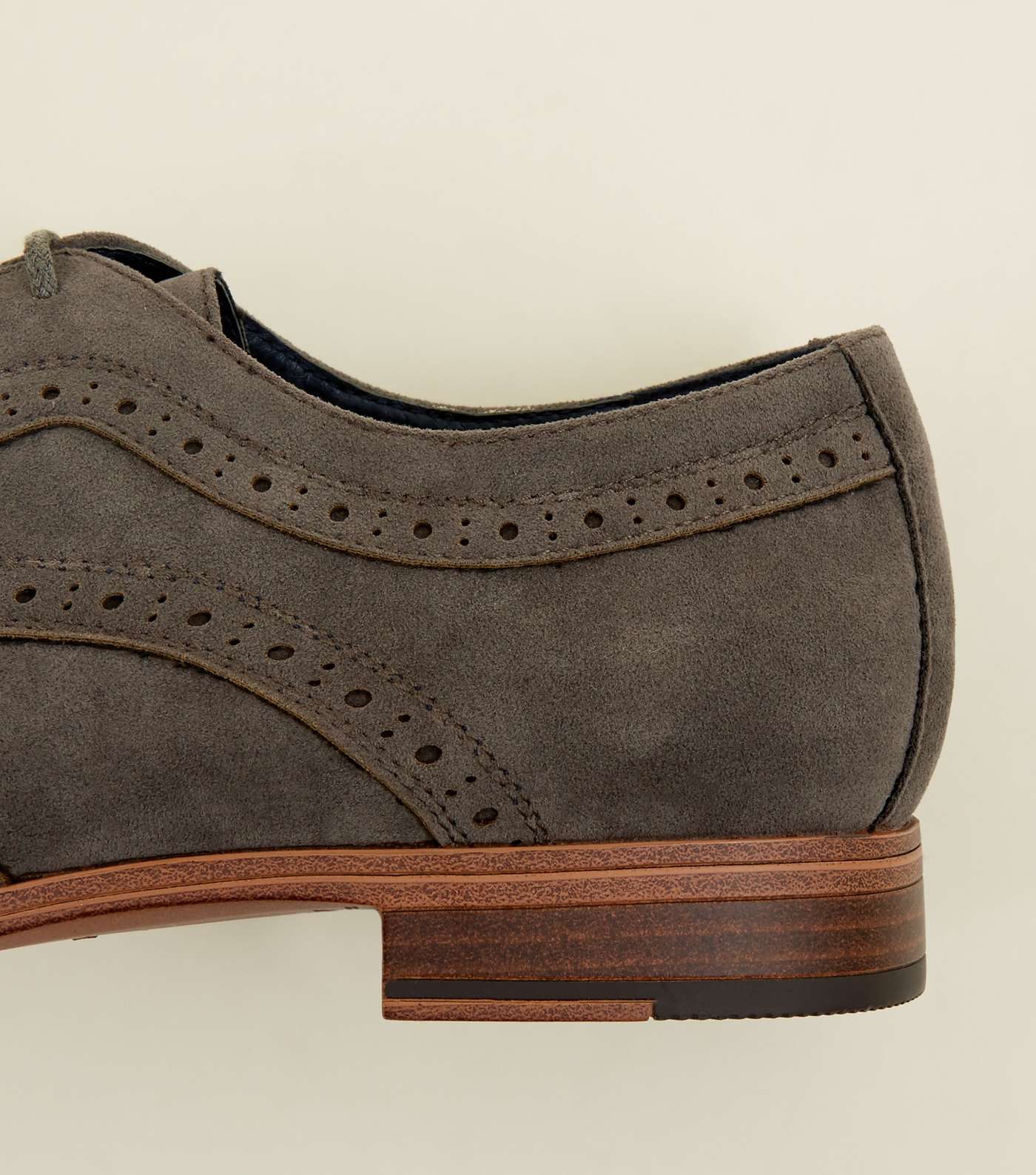 Grey Faux Suede Lace Up Brogues Image 3