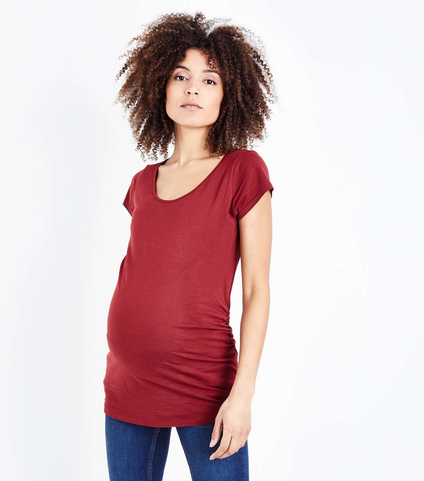 Maternity Burgundy Short Sleeve T-Shirt