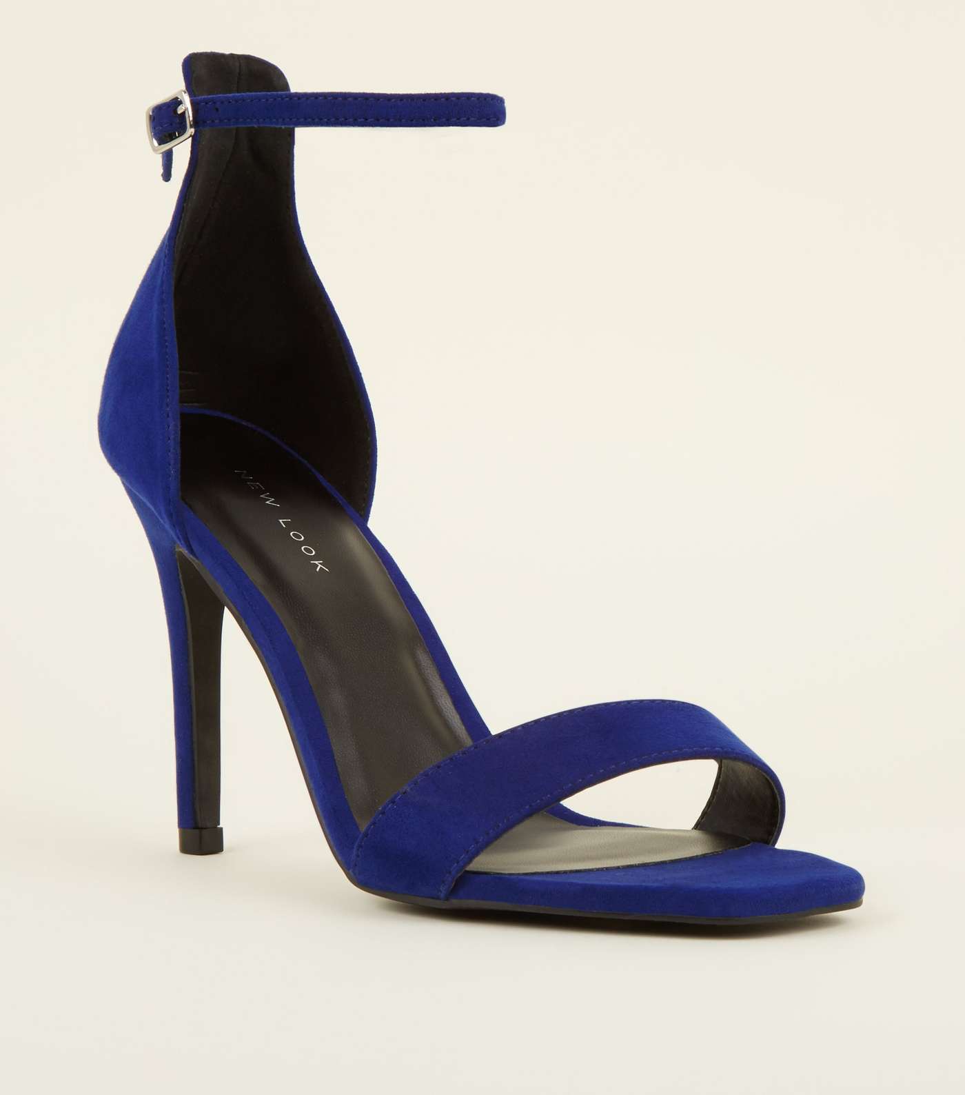 Bright Blue Suedette Square Toe Two Part Sandals