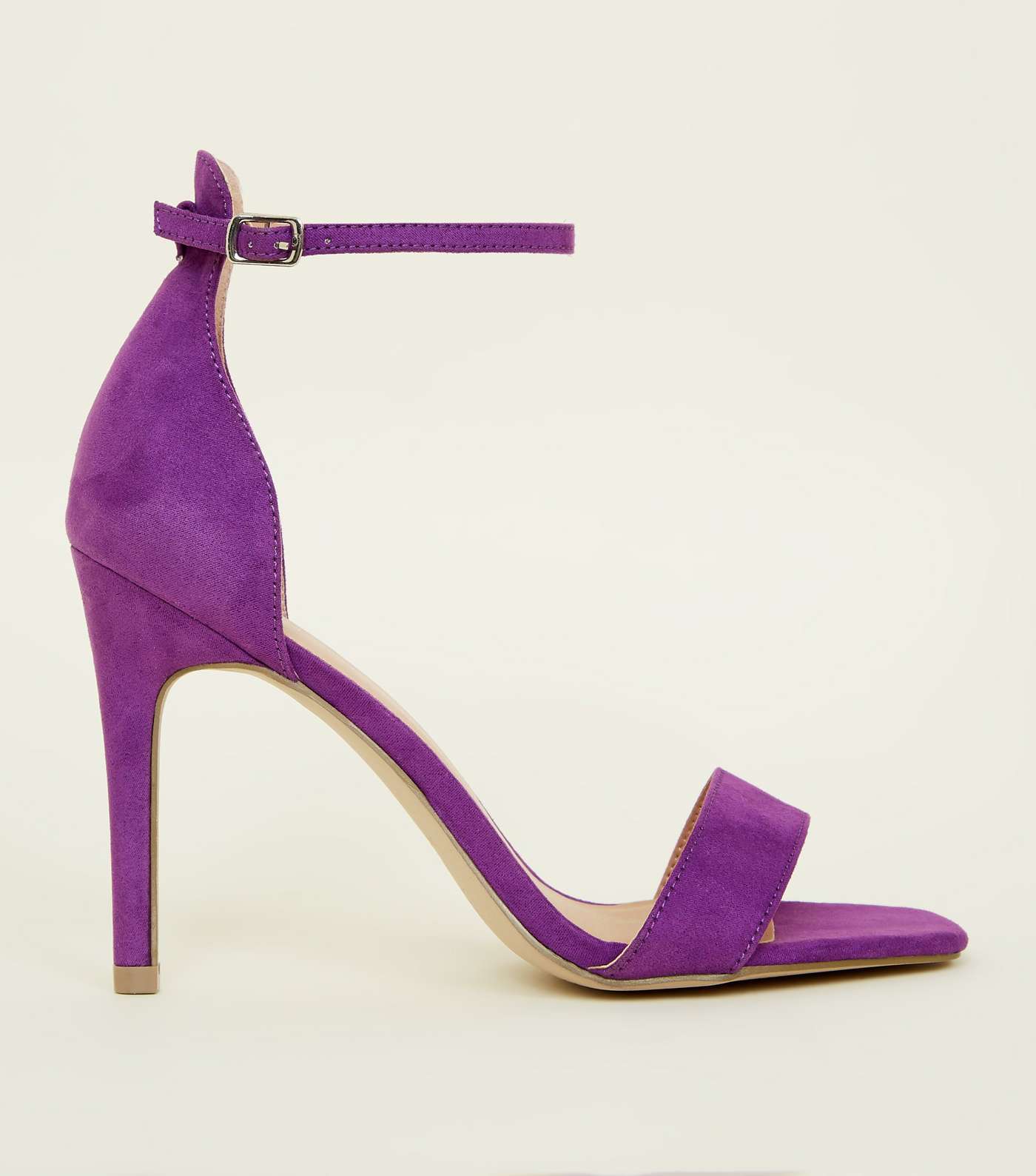 Purple Suedette Square Toe Two Part Sandals