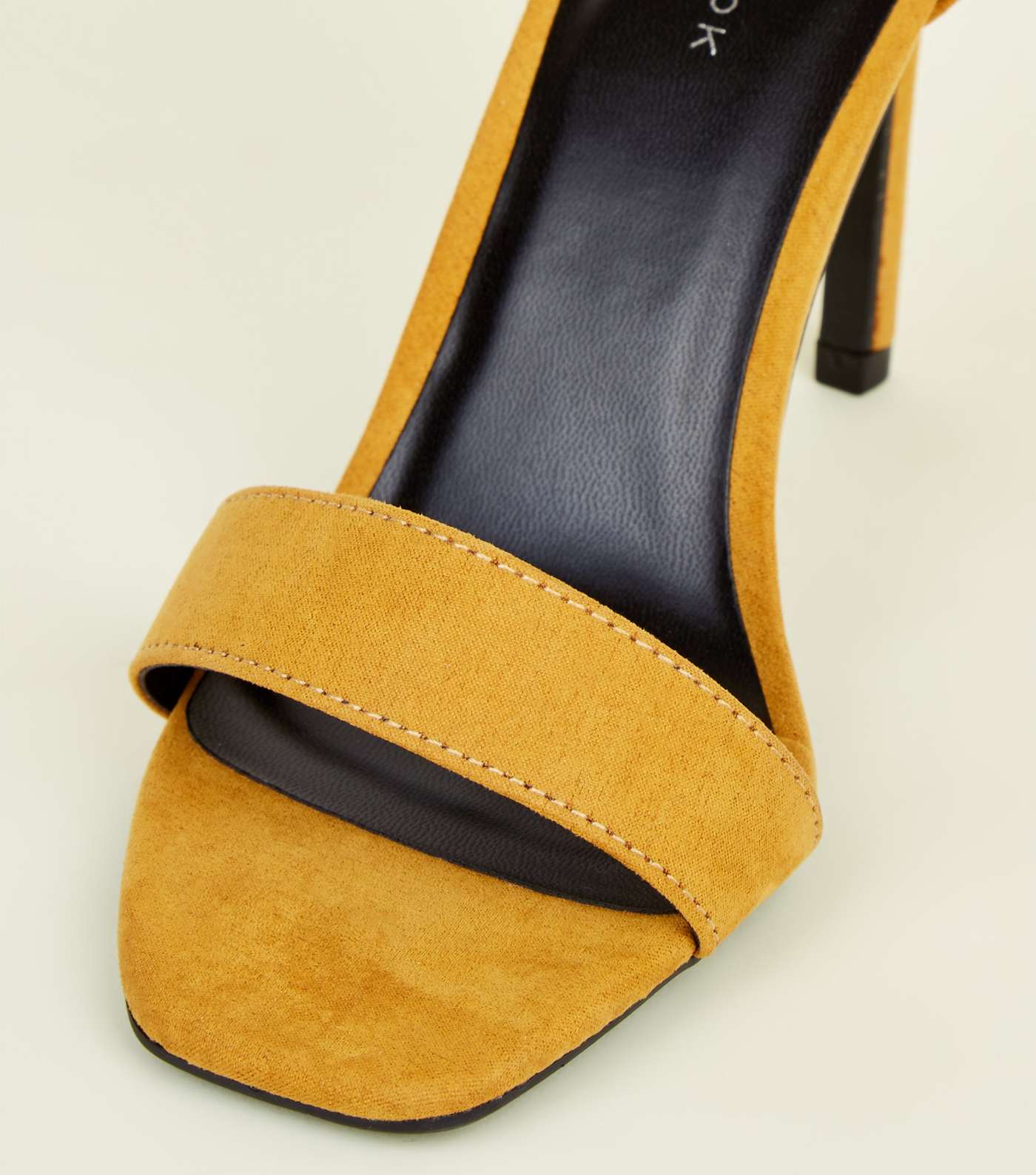 Mustard Suedette Square Toe Two Part Sandals Image 4