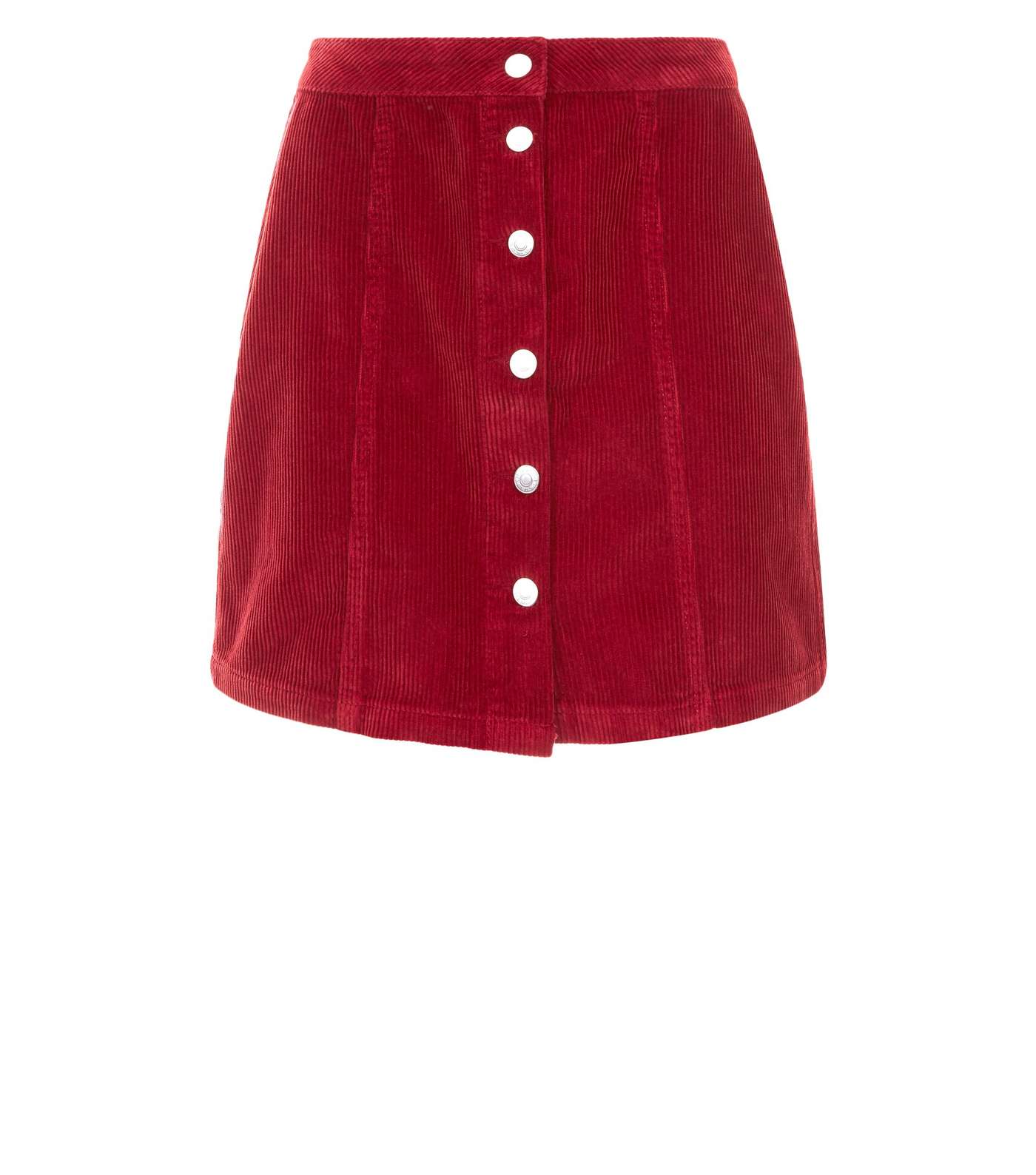 Burgundy Button Front Corduroy Mini Skirt Image 4