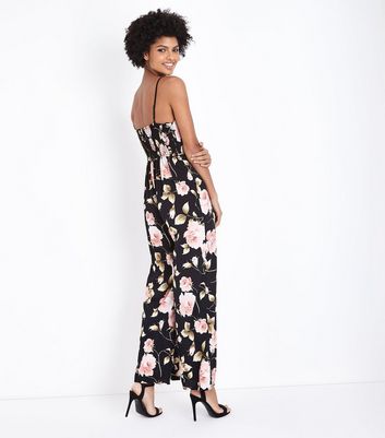 new look black floral jumpsuit