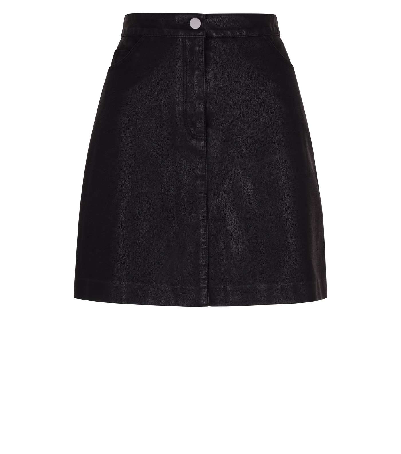 Black Leather-Look 5 Pocket Mini Skirt Image 4