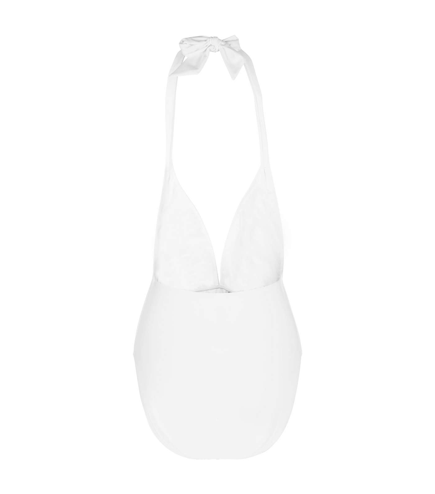 White Sequin Plunge Neck Swimsuit  Image 4