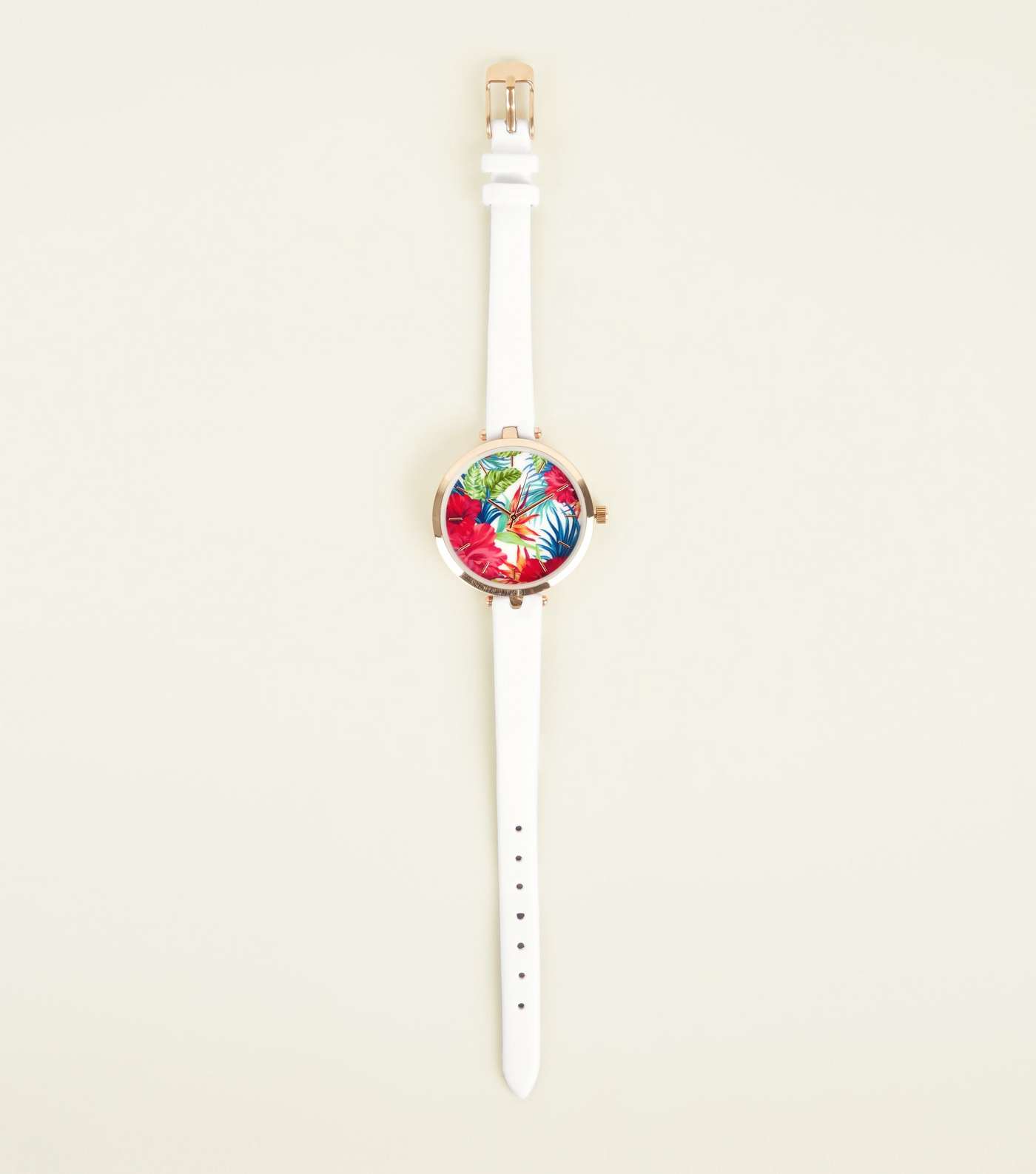 White Tropical Print Dial Watch Image 3