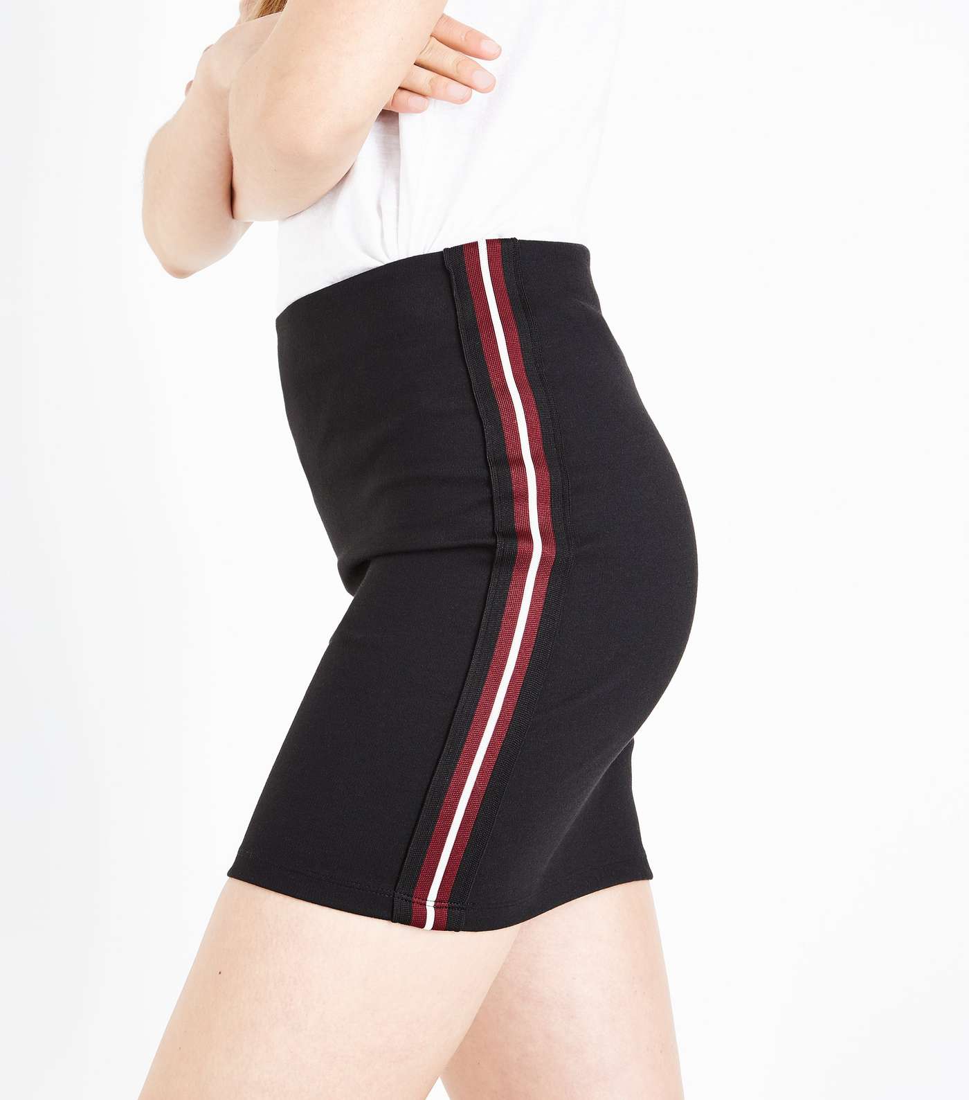 Black Side Stripe Jersey Tube Skirt  Image 5