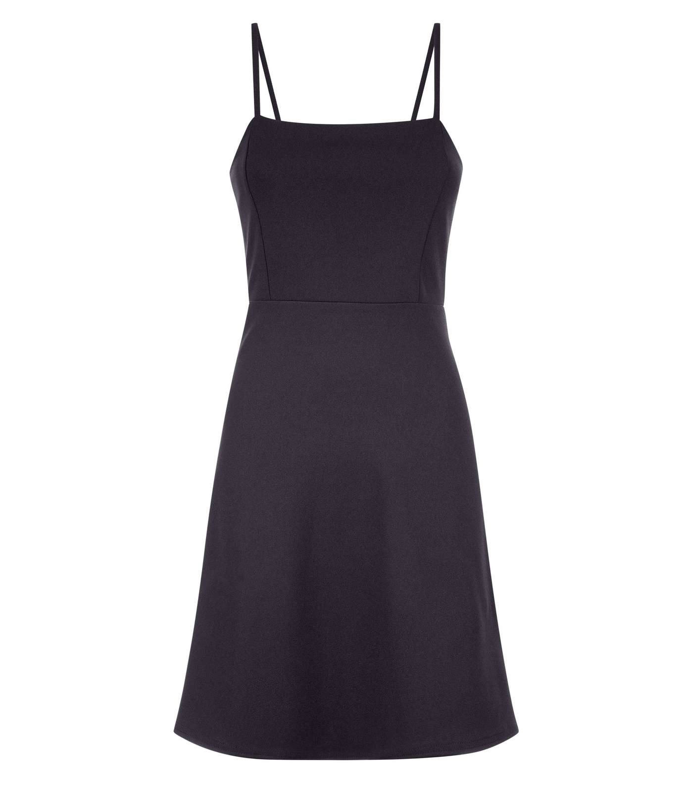 Black Crepe Strappy Square Neck Dress Image 4