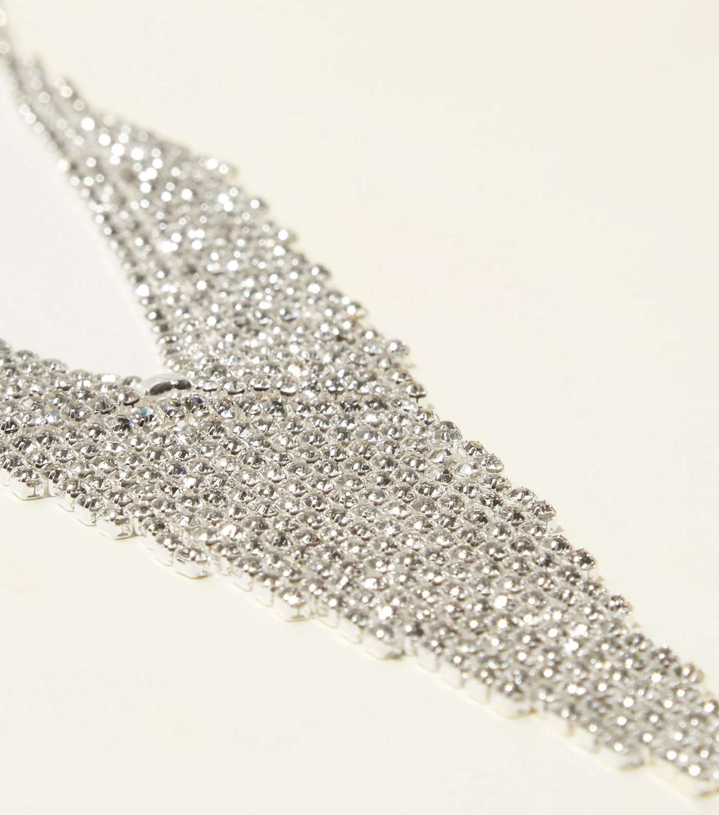 Silver Premium Diamanté Y Tassel Drop Necklace Image 3
