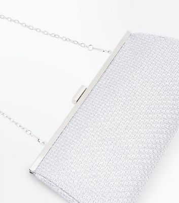 new look clutch bags silver