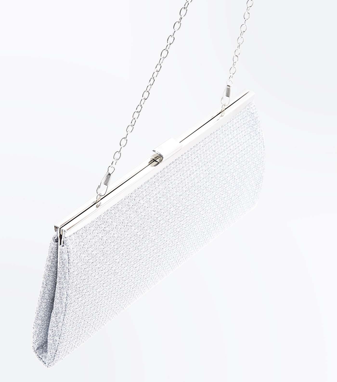 Silver Embellished Clutch Bag Image 4