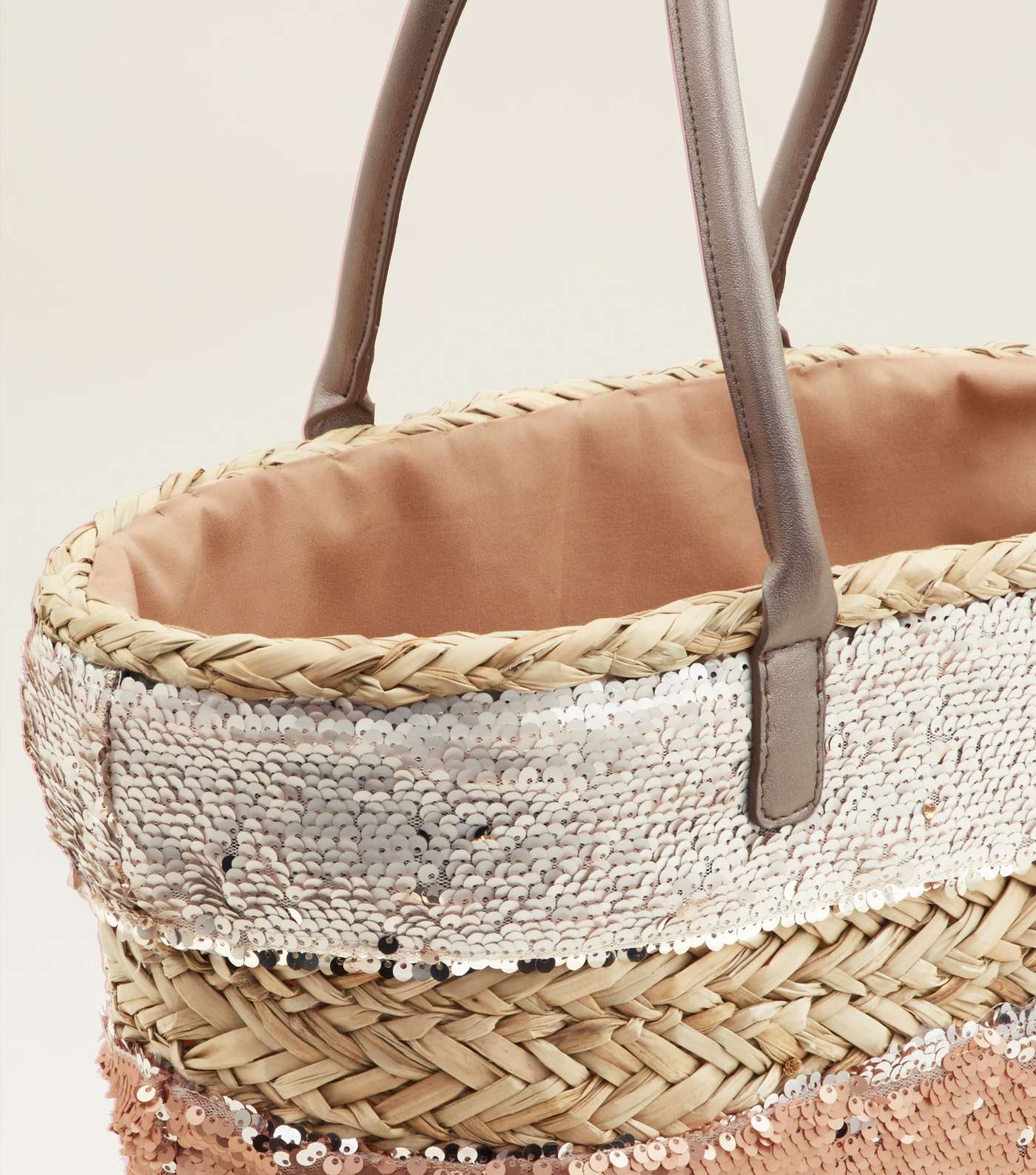 Stone Sequin Panel Basket Bag  Image 3