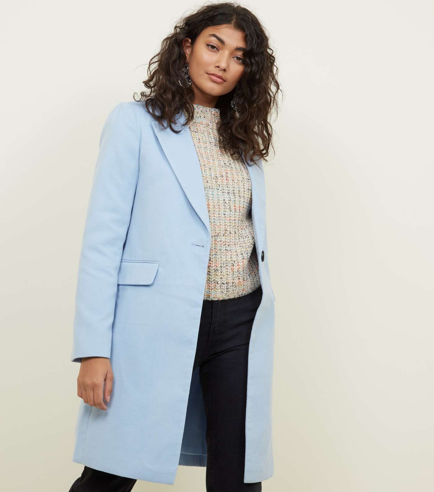 Pale Blue Single Breasted Formal Coat