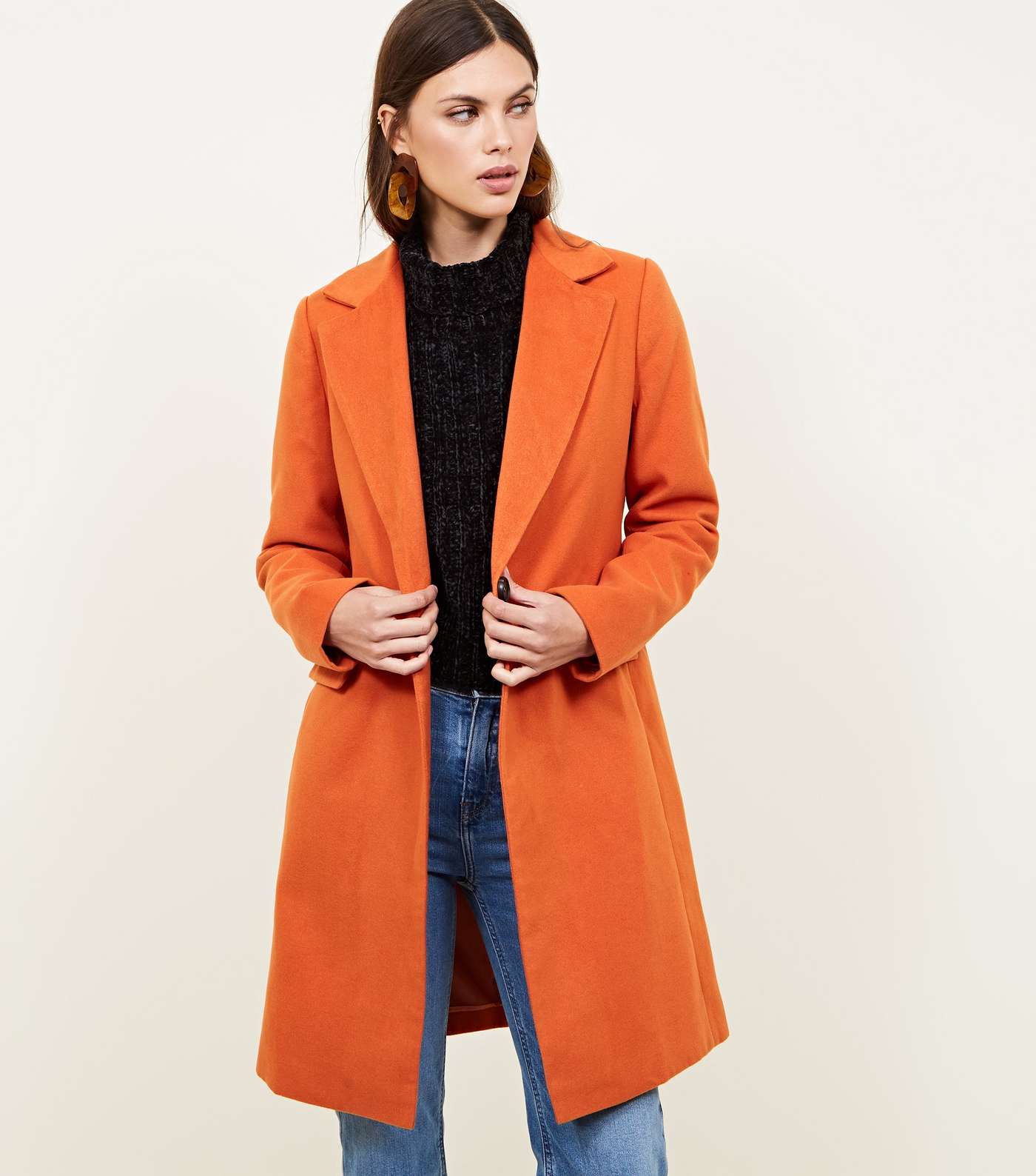Bright Orange Single Breasted Formal Coat 