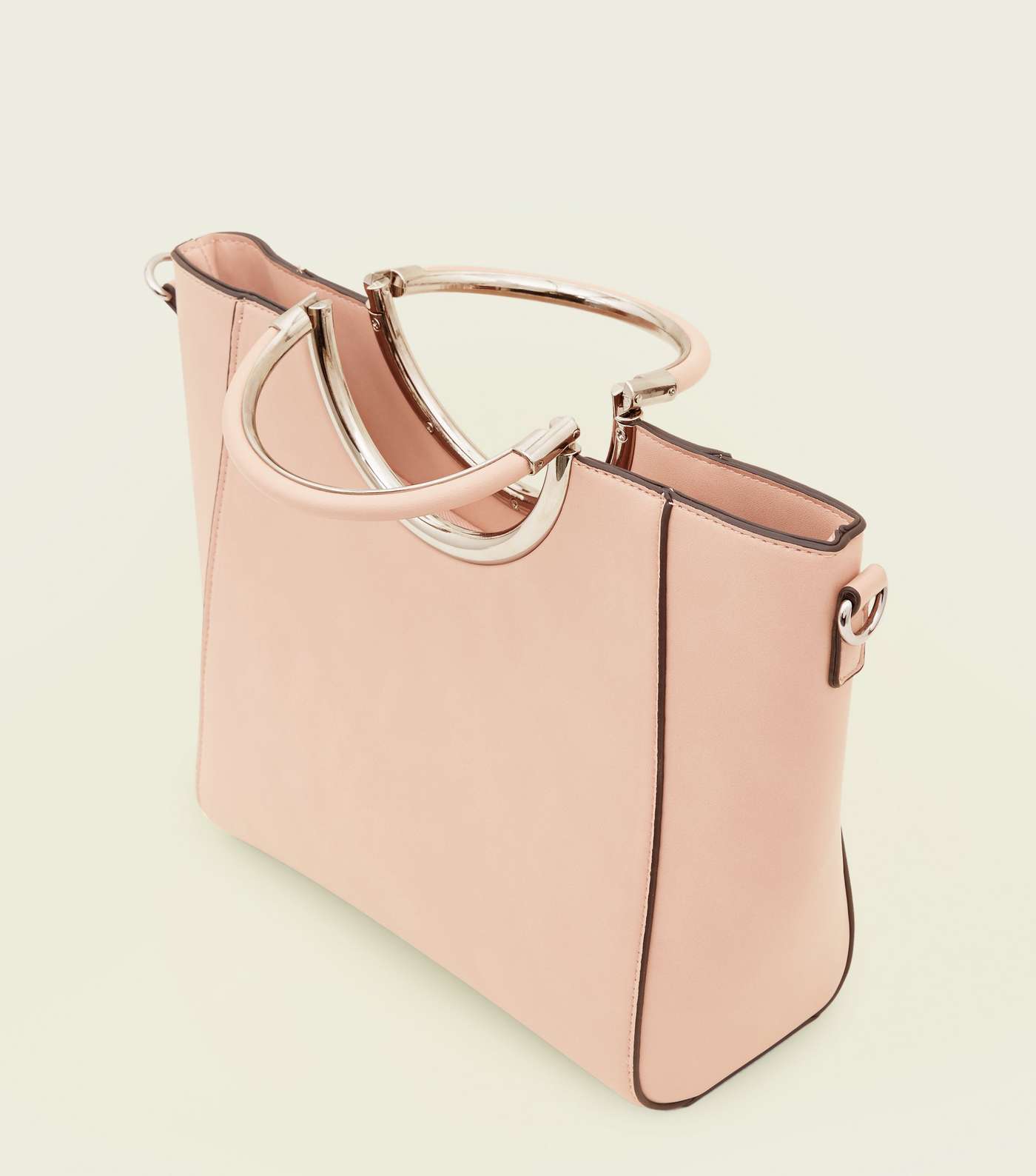 Nude Structured Ring Metal Handle Bag Image 4