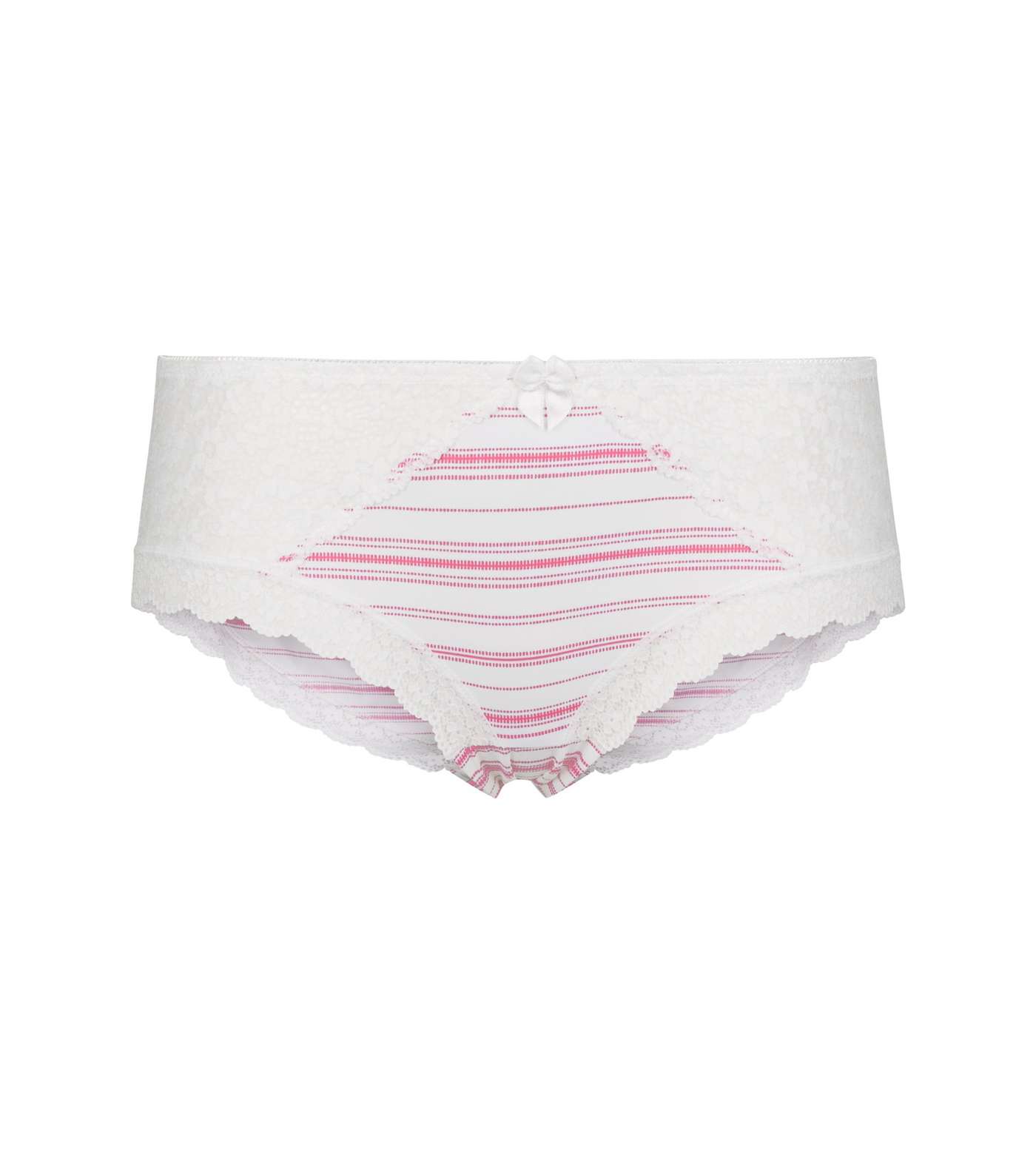 Pink Stripe Lace Trim Briefs  Image 3