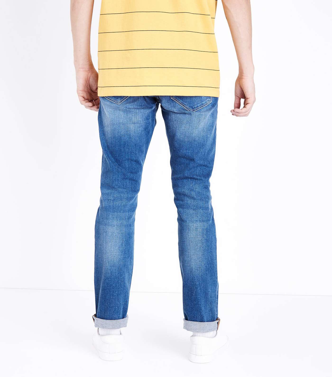 Bright Blue Indigo Wash Slim Fit Jeans Image 3