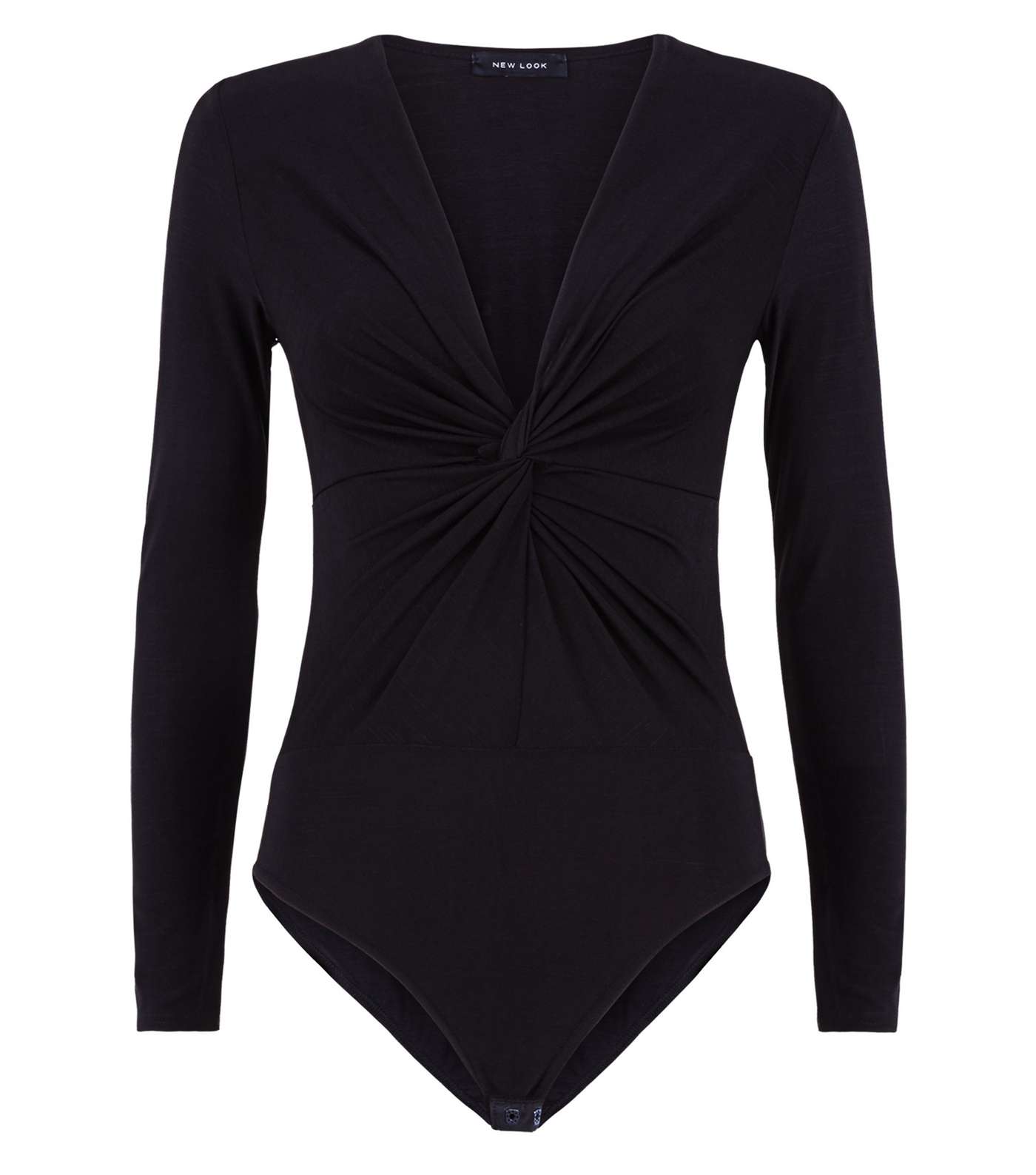 Black Twist Front Long Sleeve Bodysuit  Image 4