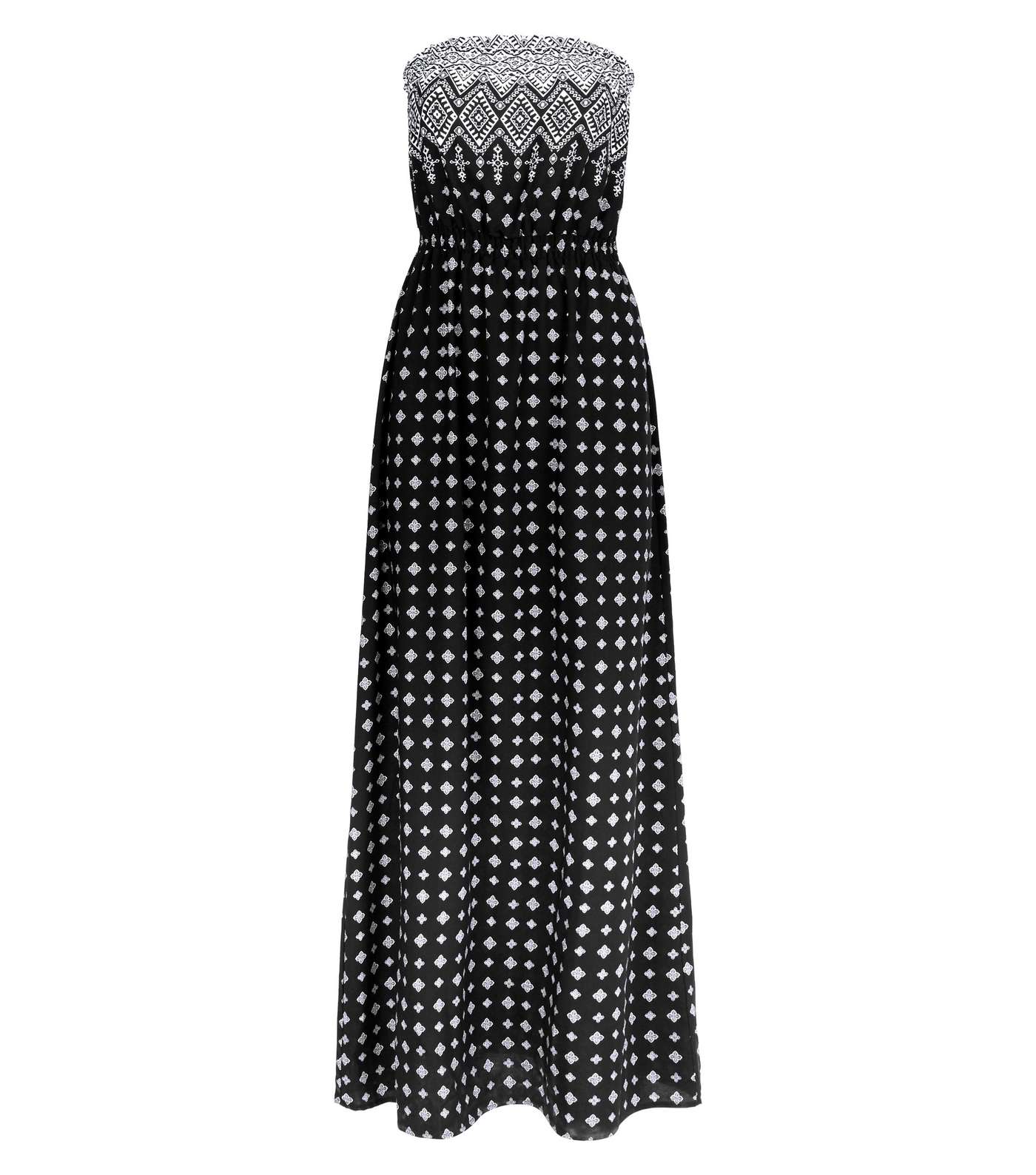 Black Tile Border Print Bandeau Maxi Dress Image 3