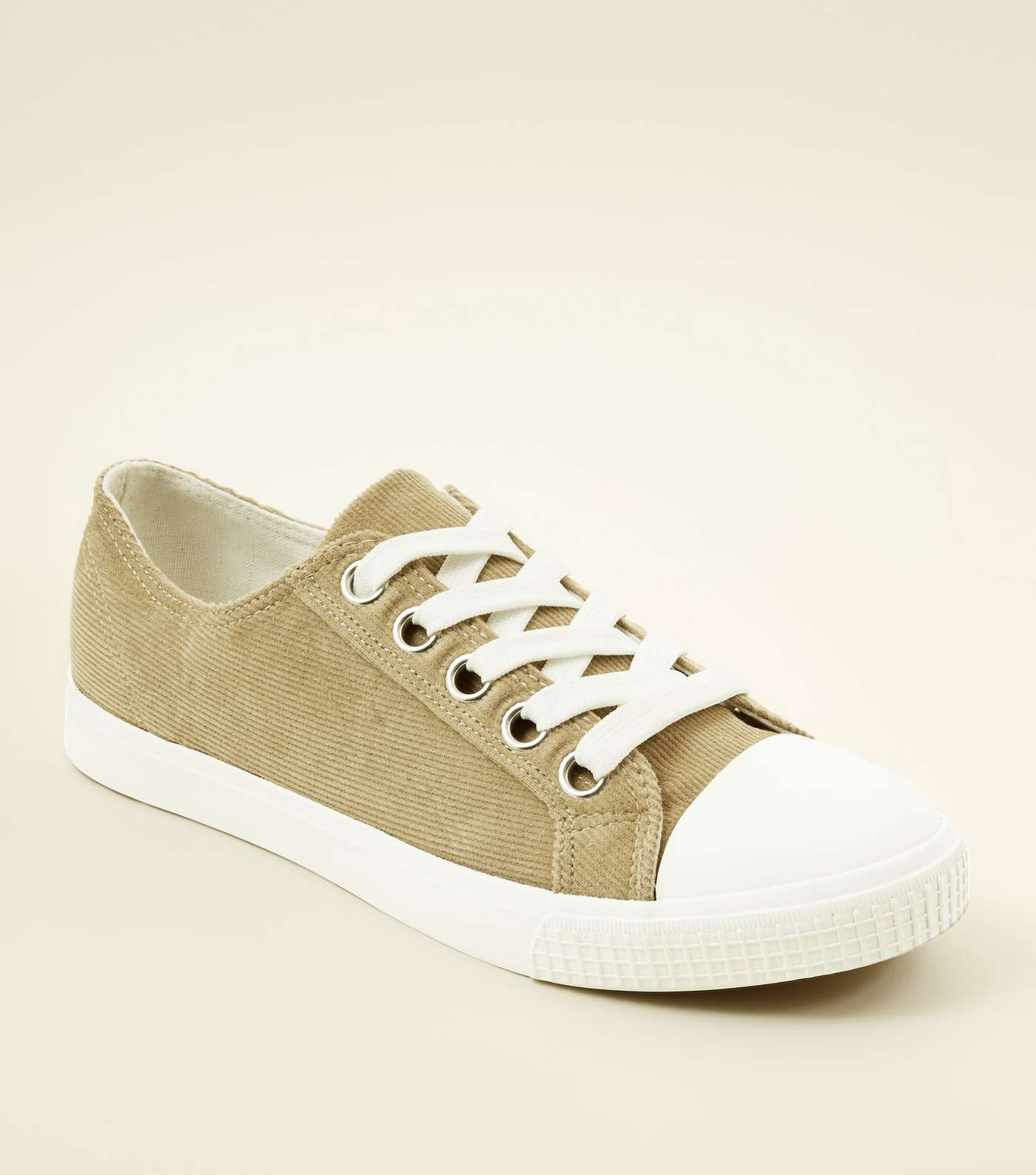 Mink Corduroy Lace Up Trainers