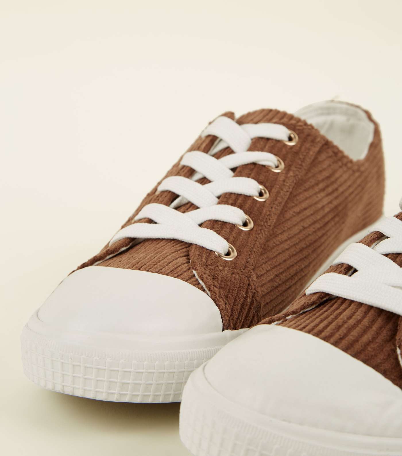 Rust Corduroy Lace Up Trainers Image 4