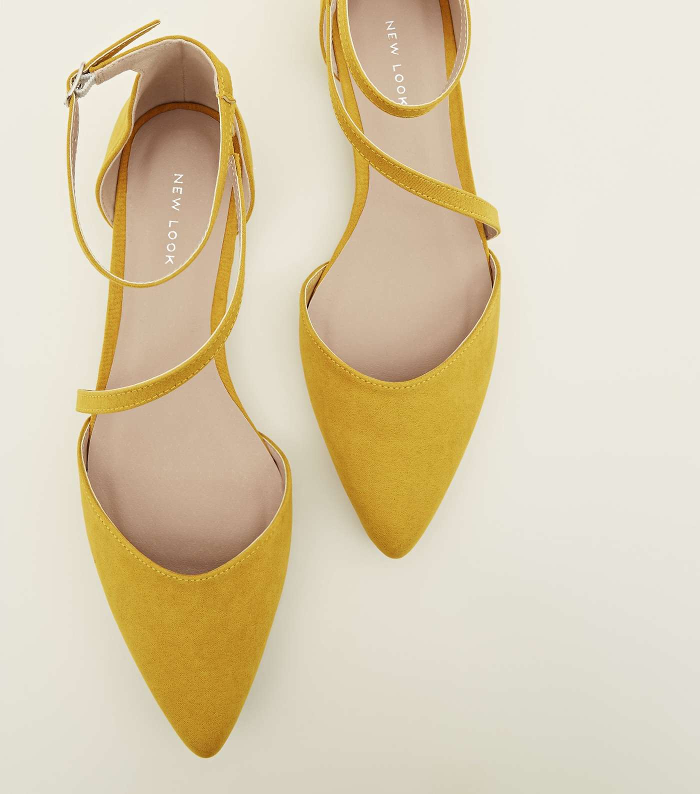 Yellow Suedette Asymmetric Strap Pointed Pumps Image 3