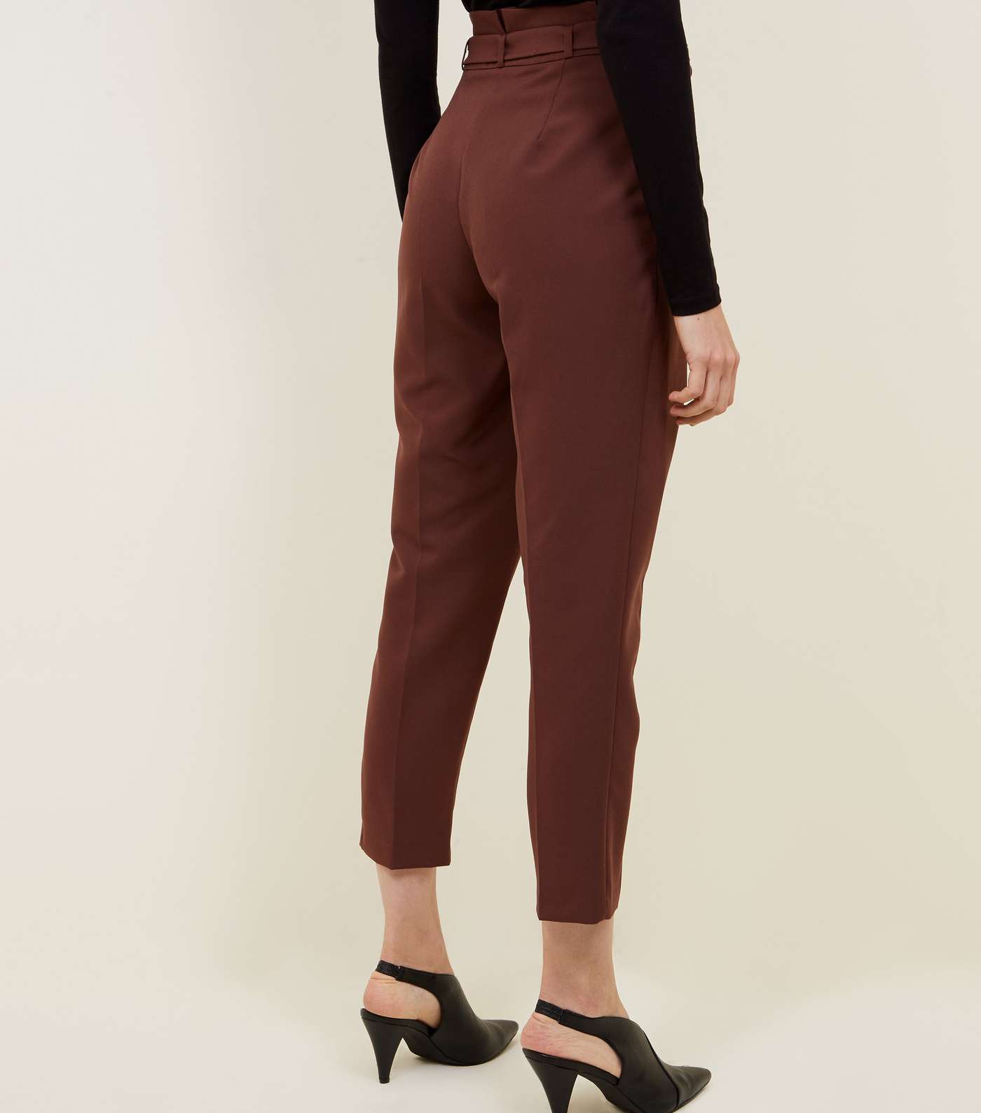 Rust Paperbag Waist Tapered Trousers Image 3