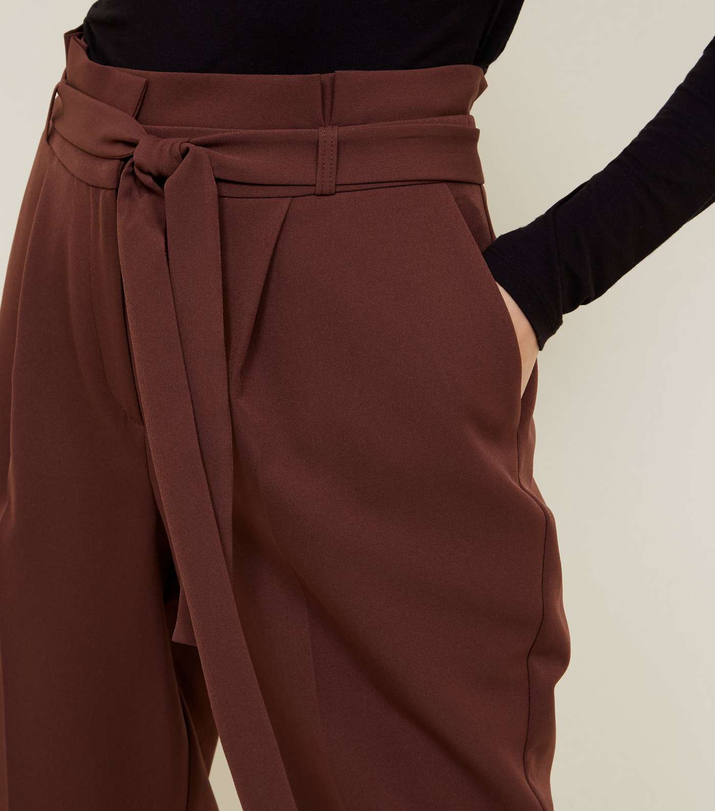 Rust Paperbag Waist Tapered Trousers Image 5