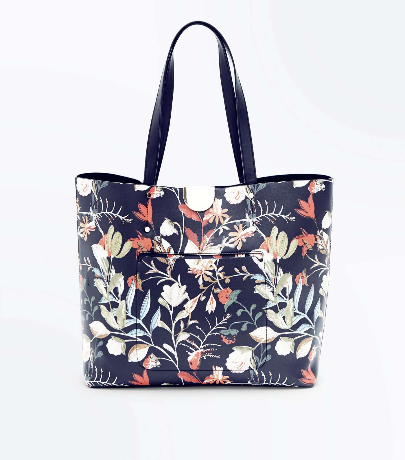 Black Floral Print Shopper Bag