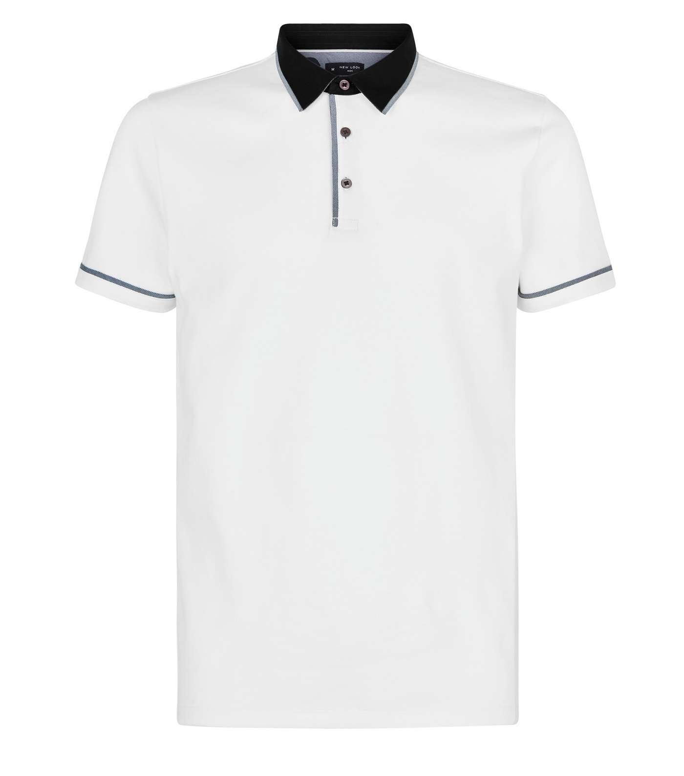 White Woven Collar Polo Shirt Image 4
