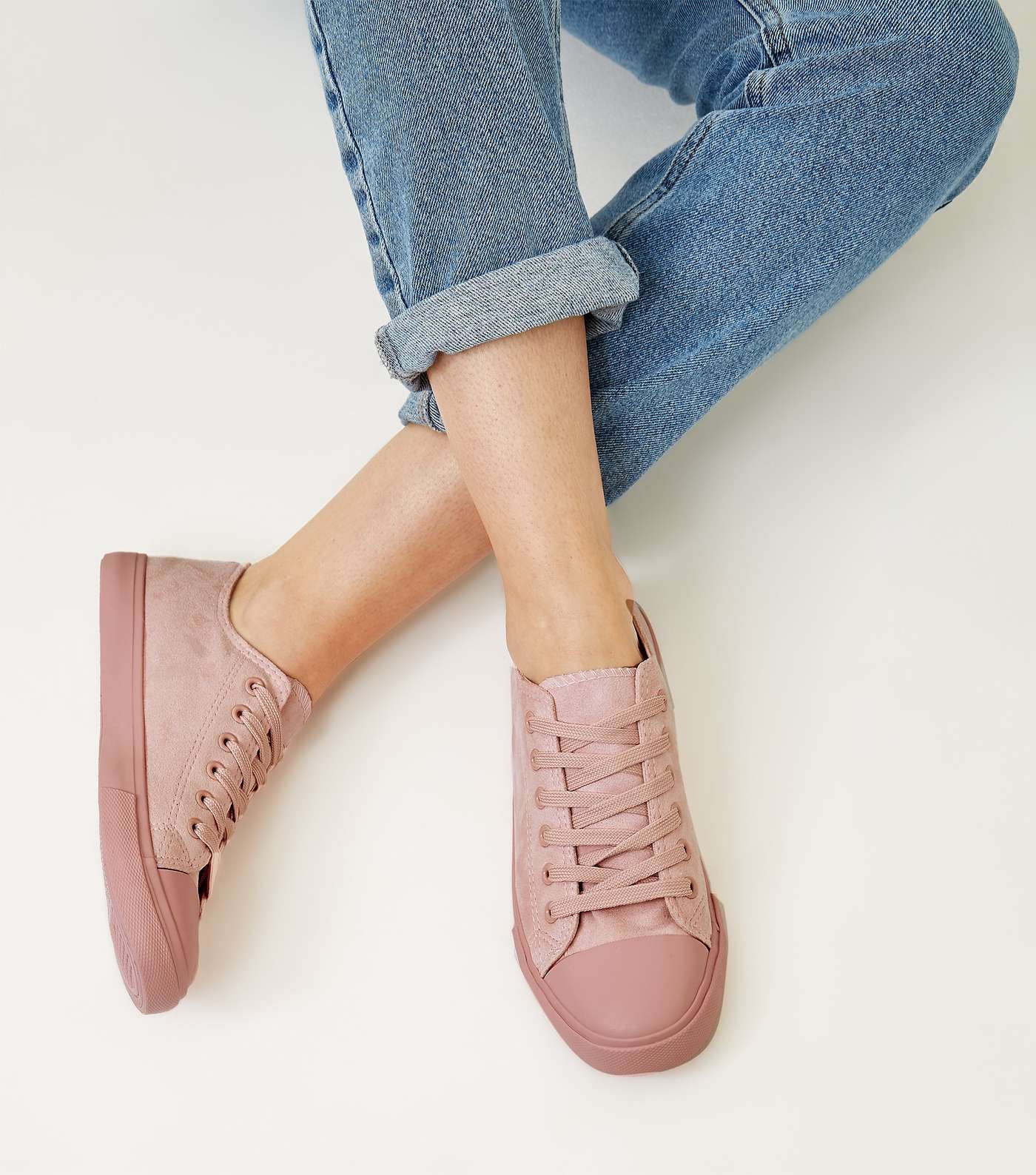 Pink Suedette Lace-Up Trainers  Image 2