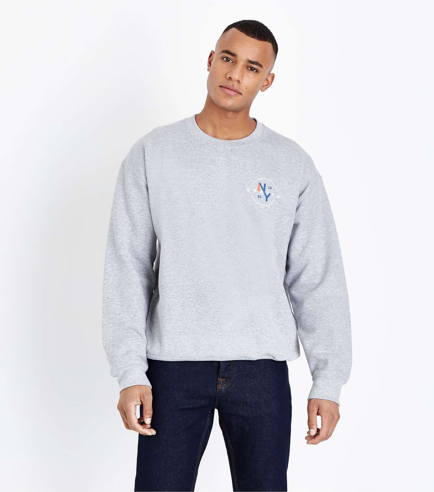 Grey Marl NY Side Print Sweatshirt
