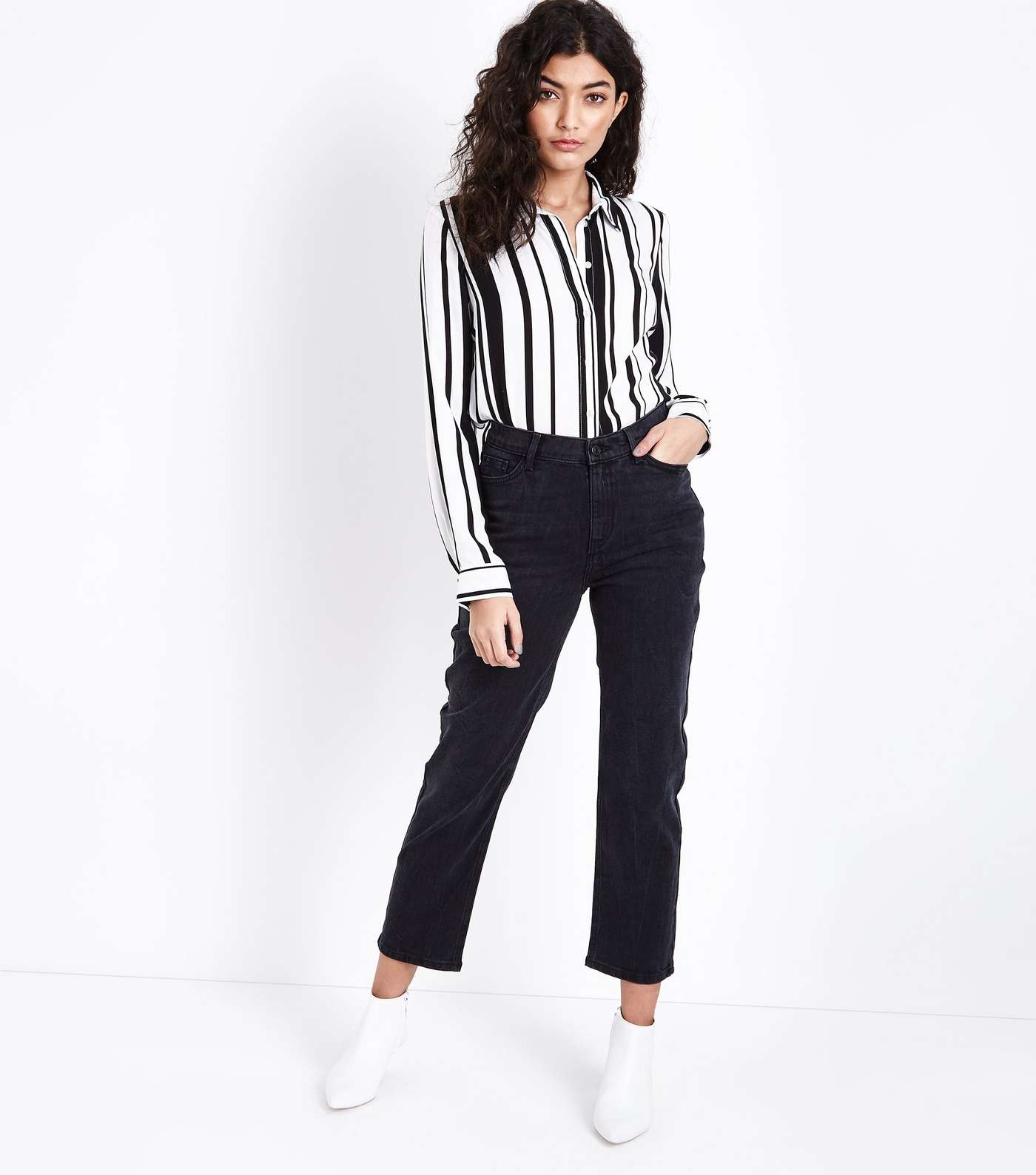 Black Cropped Straight Leg Harlow Jeans