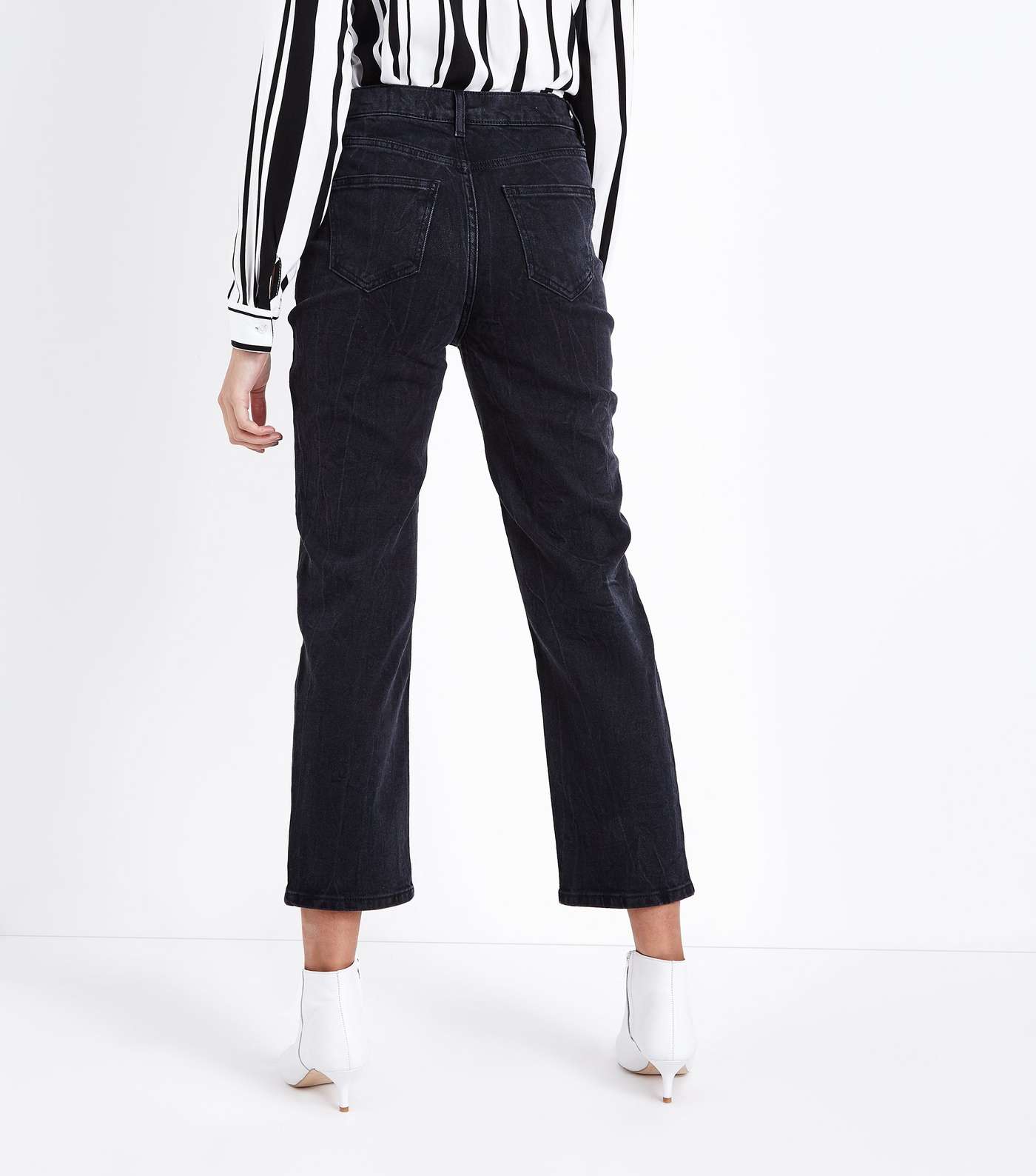 Black Cropped Straight Leg Harlow Jeans Image 3