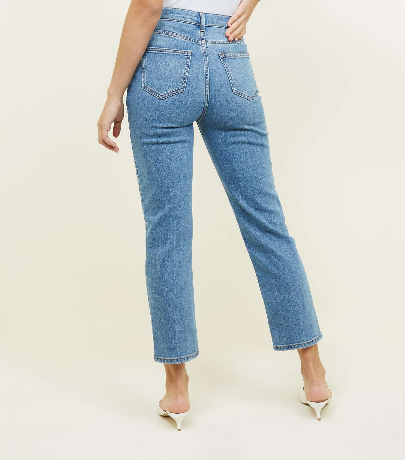 Blue Cropped Straight Leg Harlow Jeans Image 3