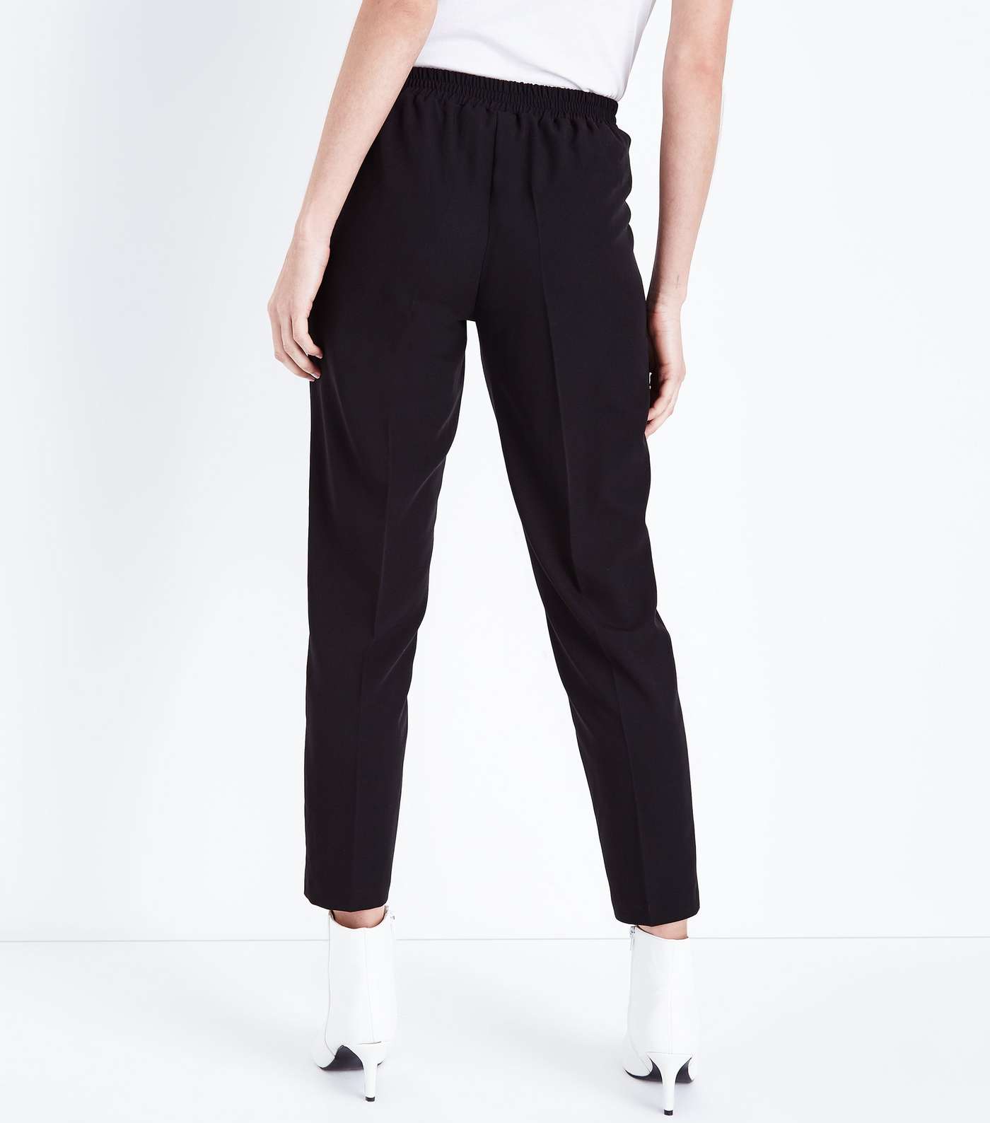 Black Piped Stripe Tapered Trousers Image 3