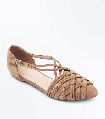 tan suede ballet pumps