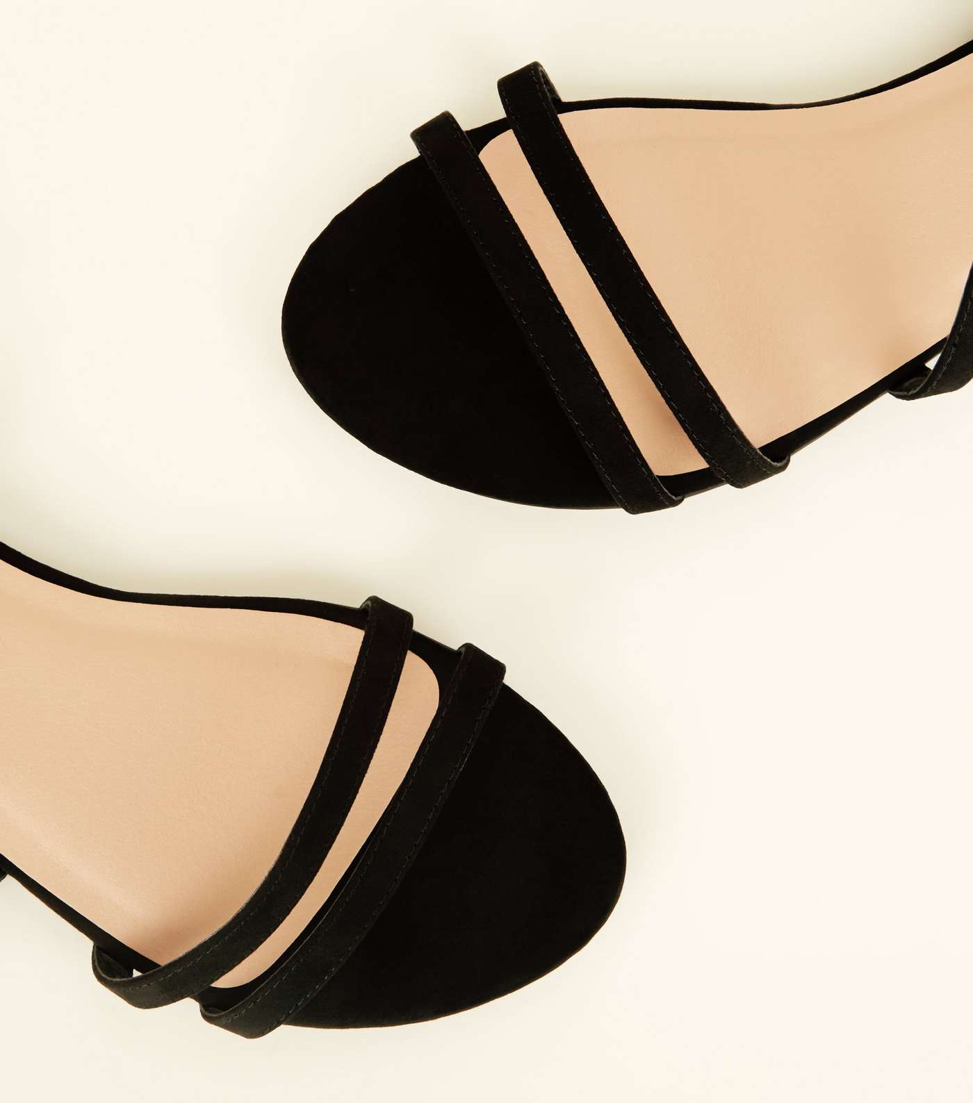 Wide Fit Black Suedette Asymmetric Strap Sandals Image 4